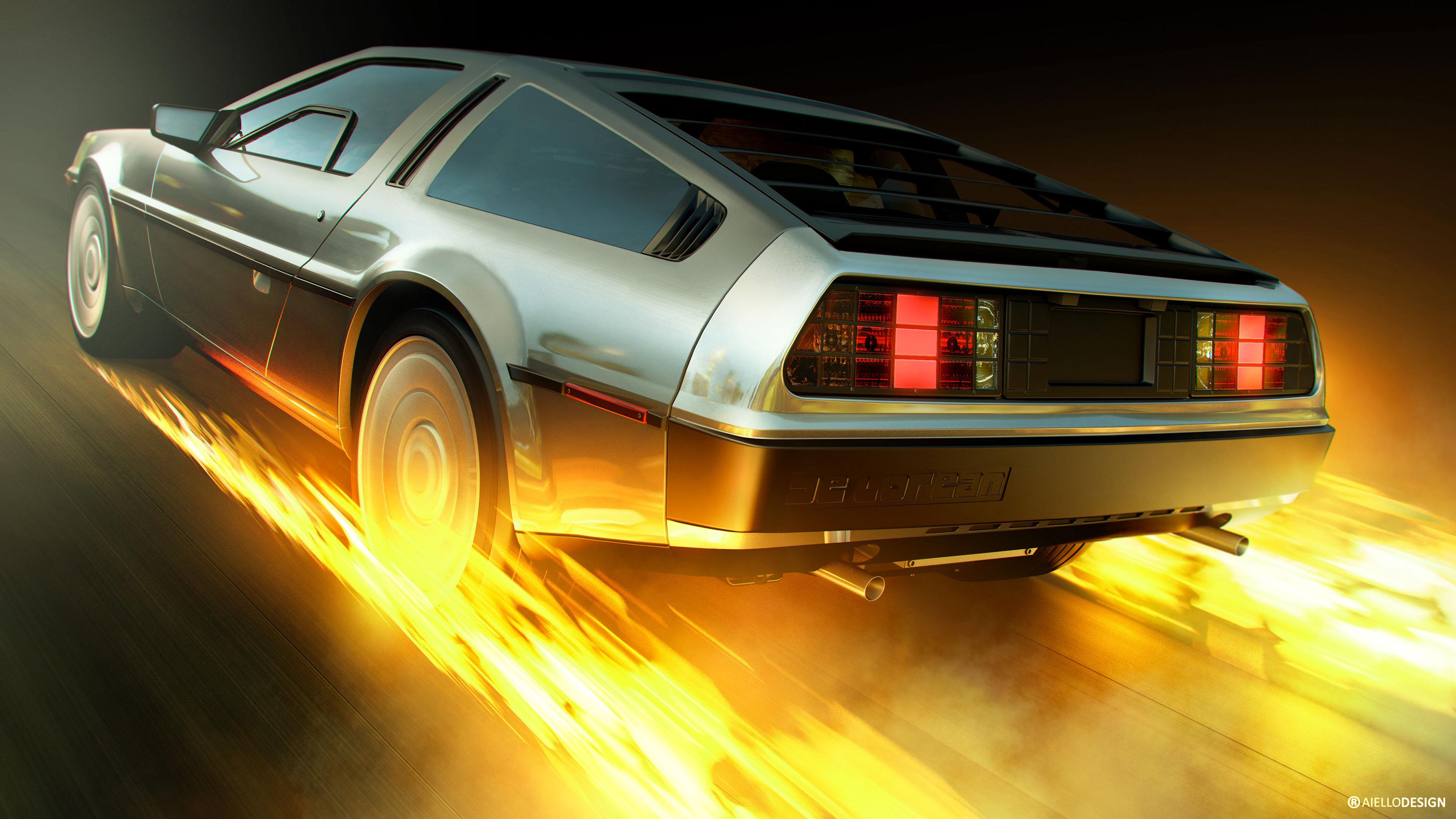 3840x2160 Future DeLorean 4K Wallpaper