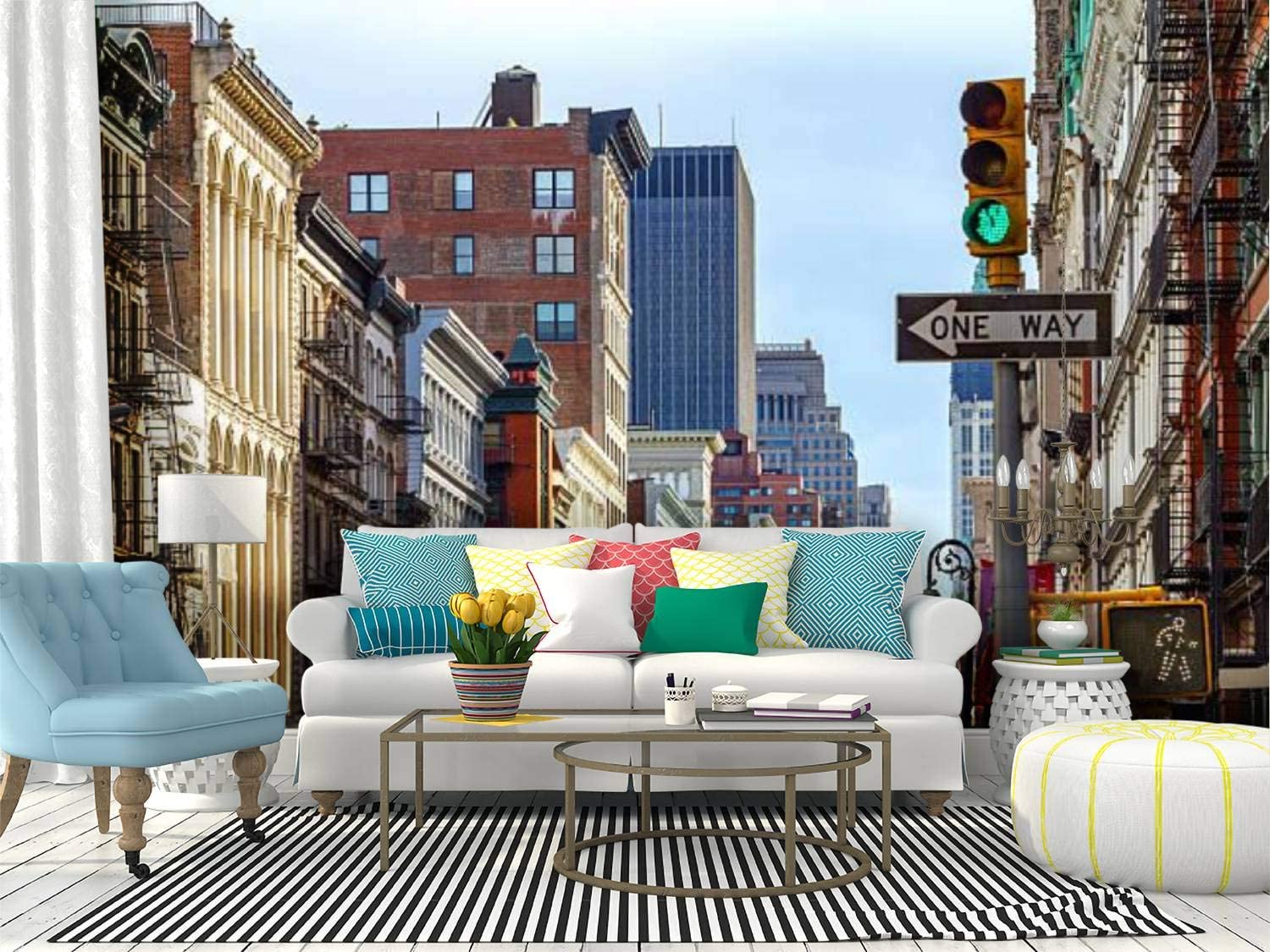1500x1125 Self Adhesive Wallpaper Roll Paper new york city street scene in soho new york city skylines and Removable Peel and Stick Wallpaper Decorative Wall Mural Posters Home Covering Interior Film: Home