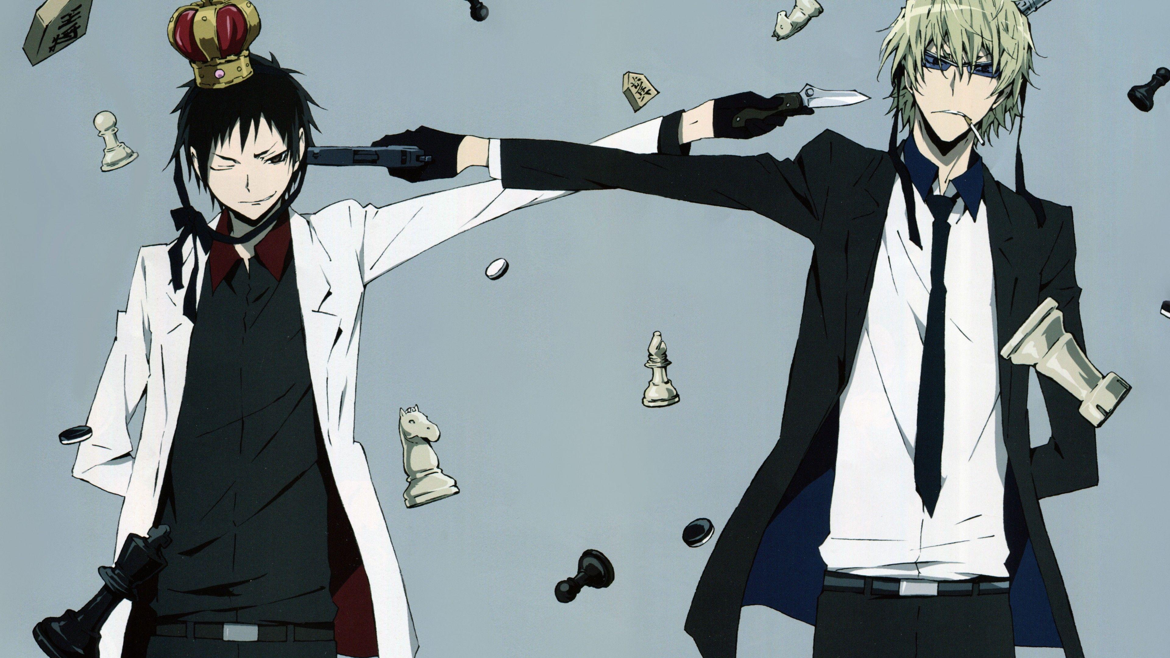 3840x2160 Download 3840x2160 Durarara, Orihara Izaya, Heiwajima Shizuo, Chess