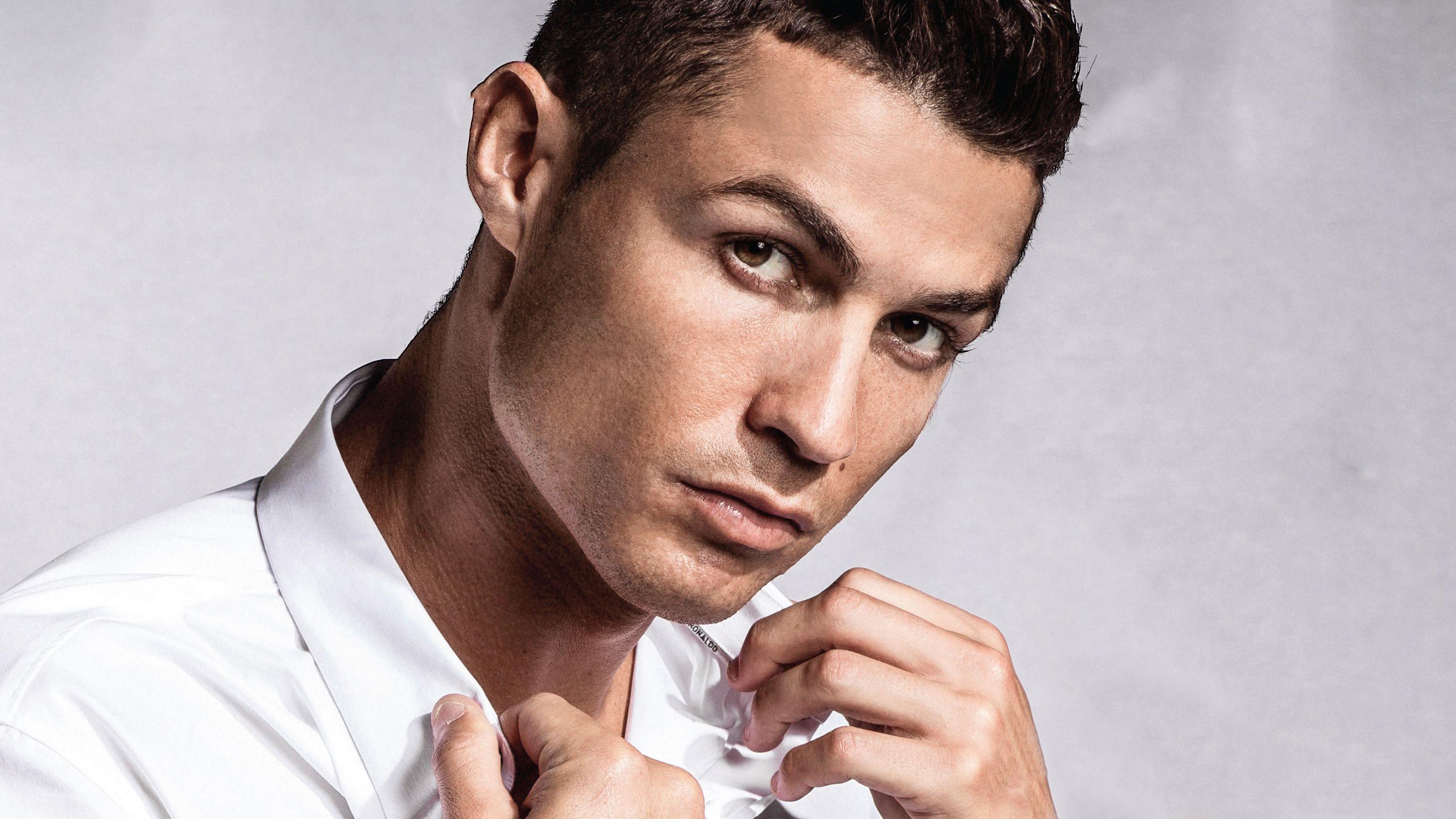 3000x1688 Portuguese soccer player Cristiano Ronaldo in a white shirt wallpaper and image, picture, photo