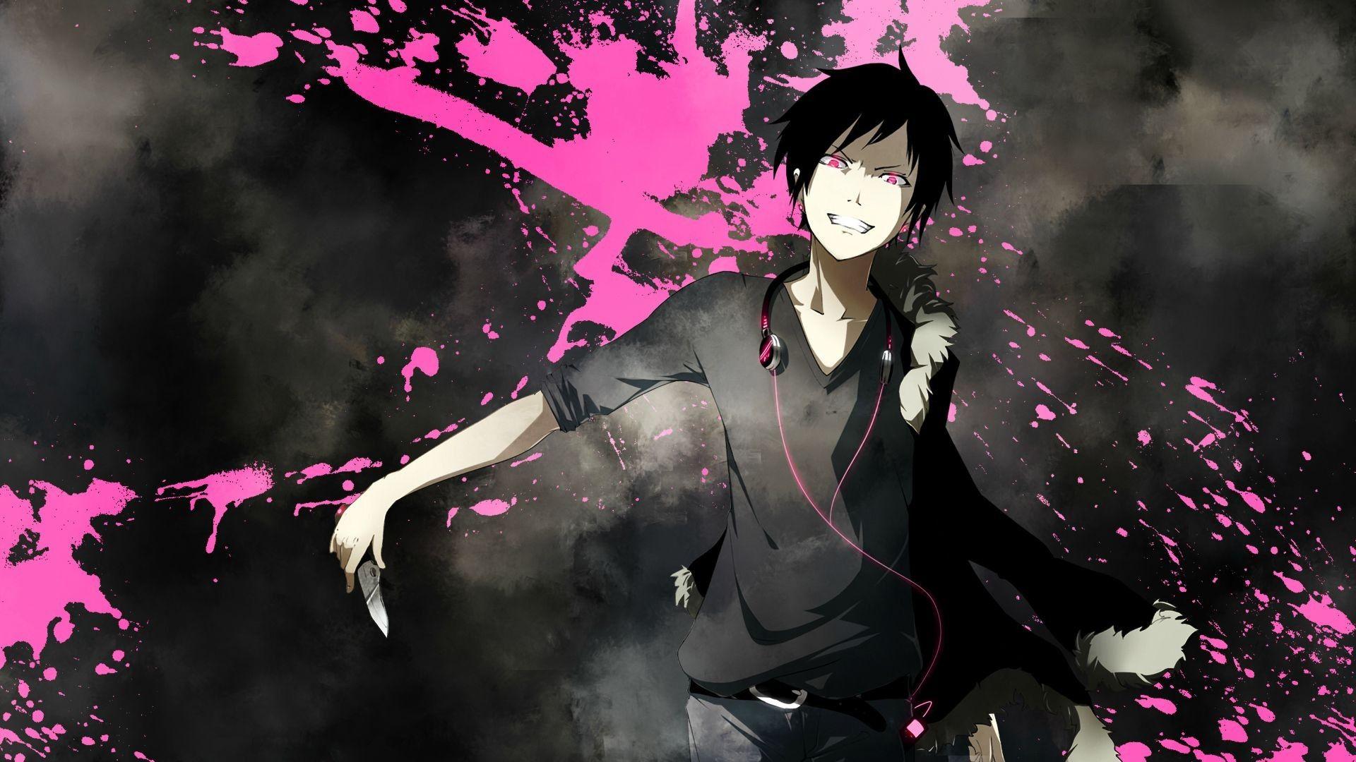 1920x1080 Durarara!!, #knife, #Orihara Izaya, #anime boys, #anime, #headphones
