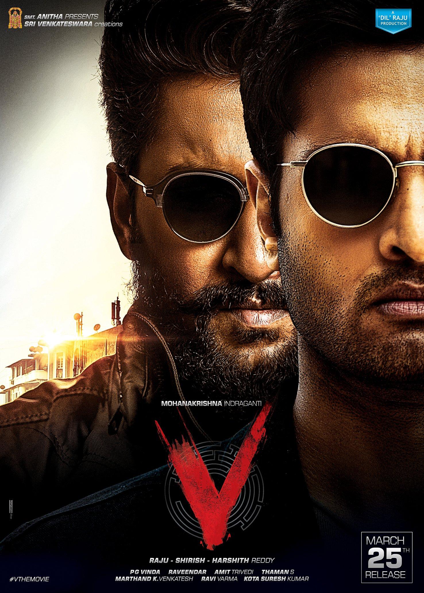 1476x2067 taran adarsh - #Nani, #SudheerBabu, #AditiRaoHydari and #NivethaThomas. Main poster of #Telugu film #VTheMovie. Teaser drops on 17 Feb 2020. Directed by Mohanakrishna Indraganti. Produced by Dil Raju. 25 March 2020