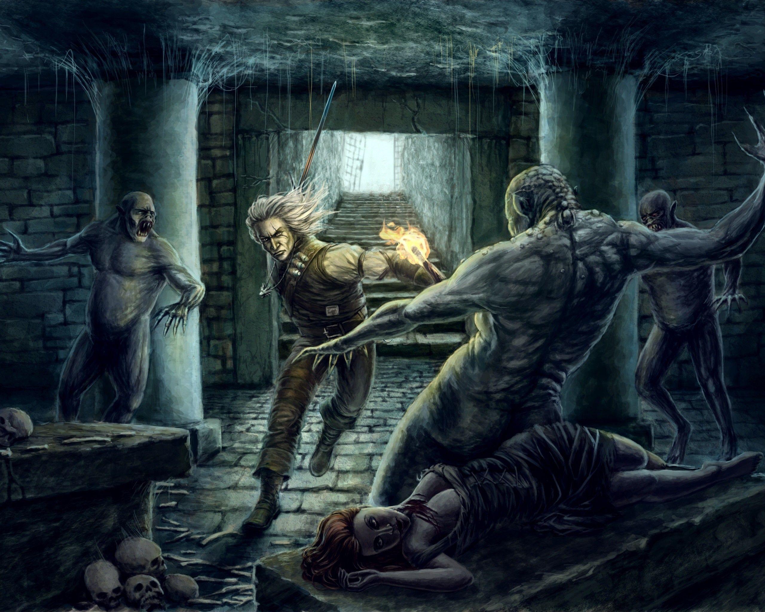 2560x2048 Witcher, The Witcher, Geralt of Rivia, Geralt, fanart, crypt, ghoul