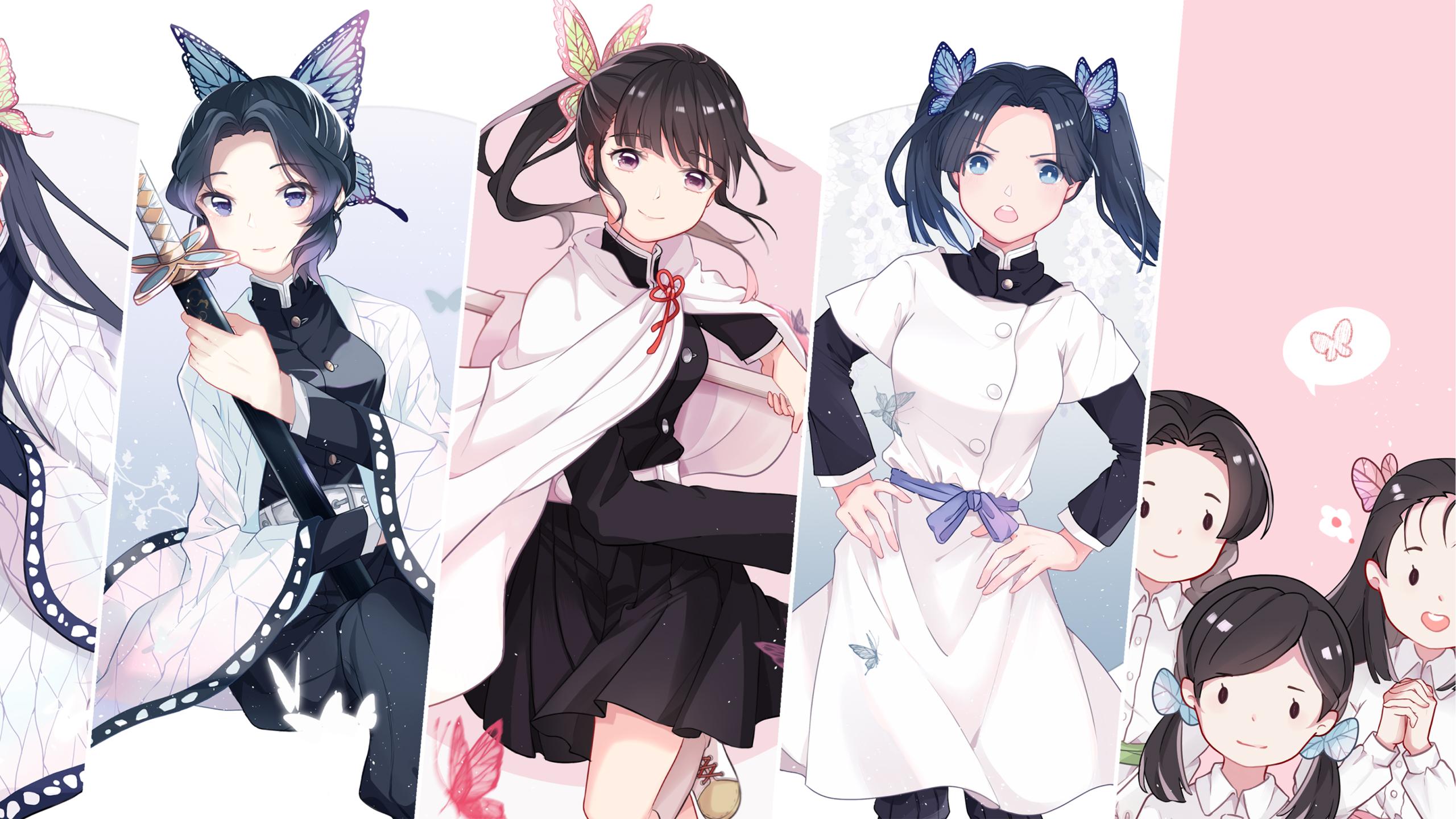2560x1440 Demon Slayer Aoi Kanzaki Kanae Kocho Shinobu Kochou HD Anime Wallpaper