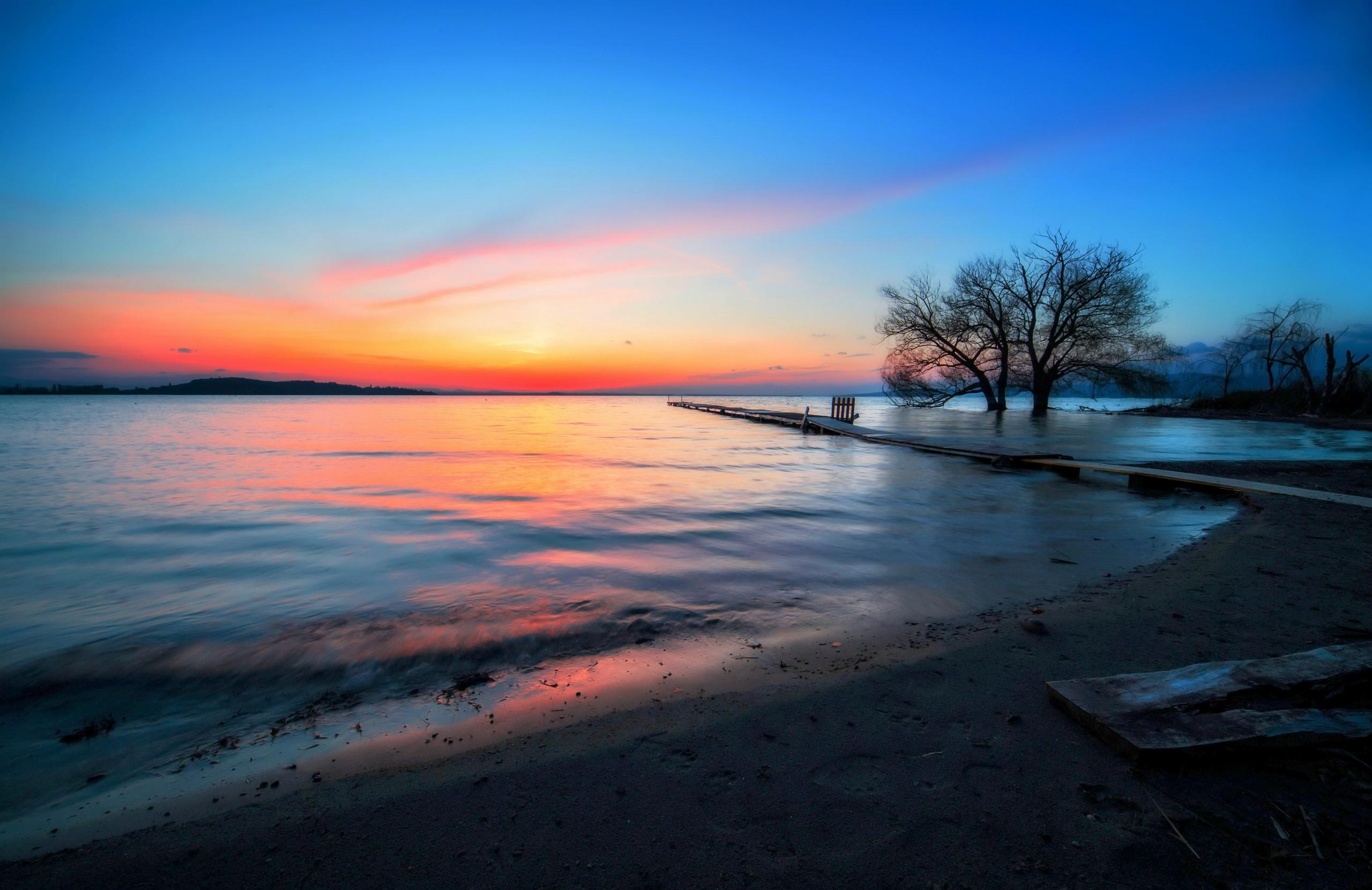 2560x1660 Download wallpaper sunset, nature, shore, flat land, section landscapes in resolution 2560x1660