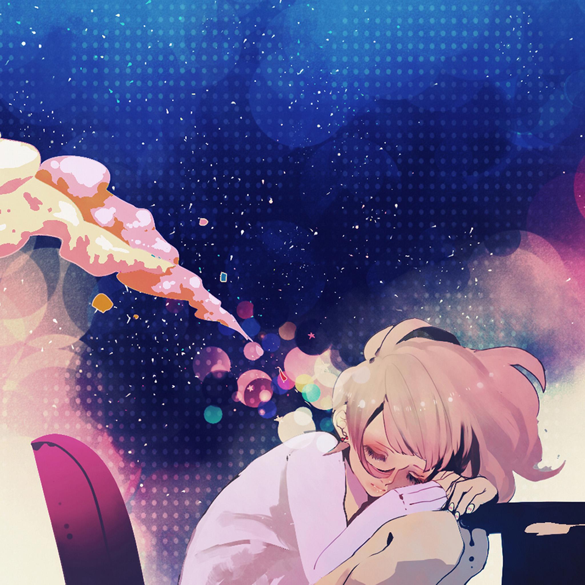 2048x2048 Sleeping Girl Anime Art Illustration Wallpaper