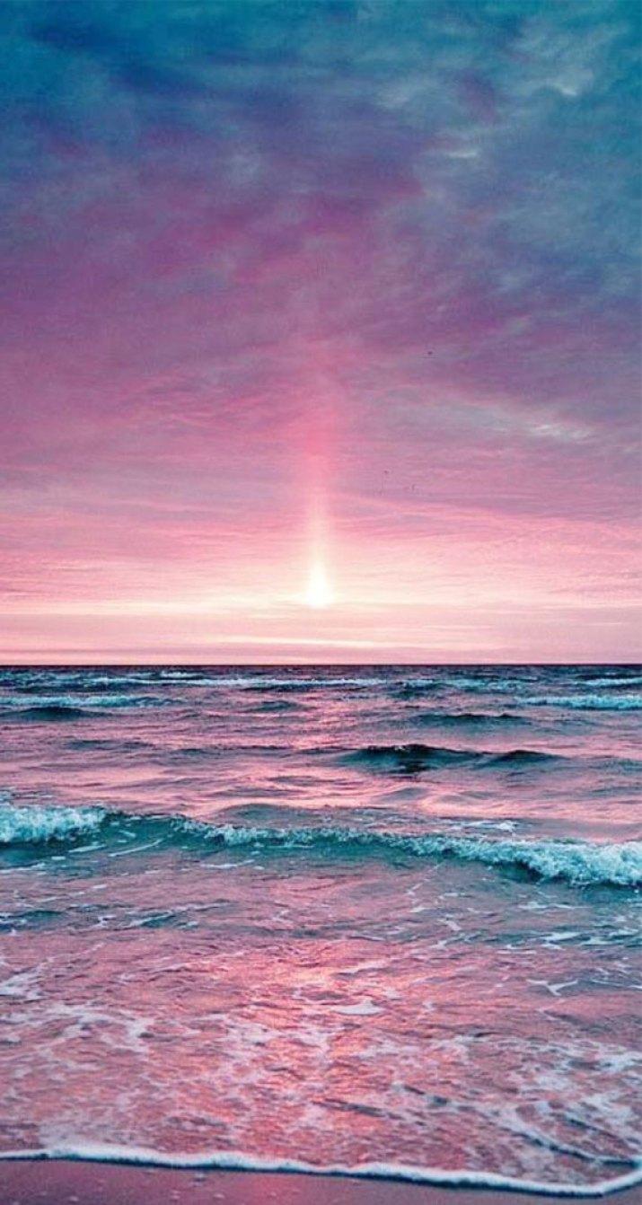715x1342 Mauve sky sunset at the beach Wallpaper
