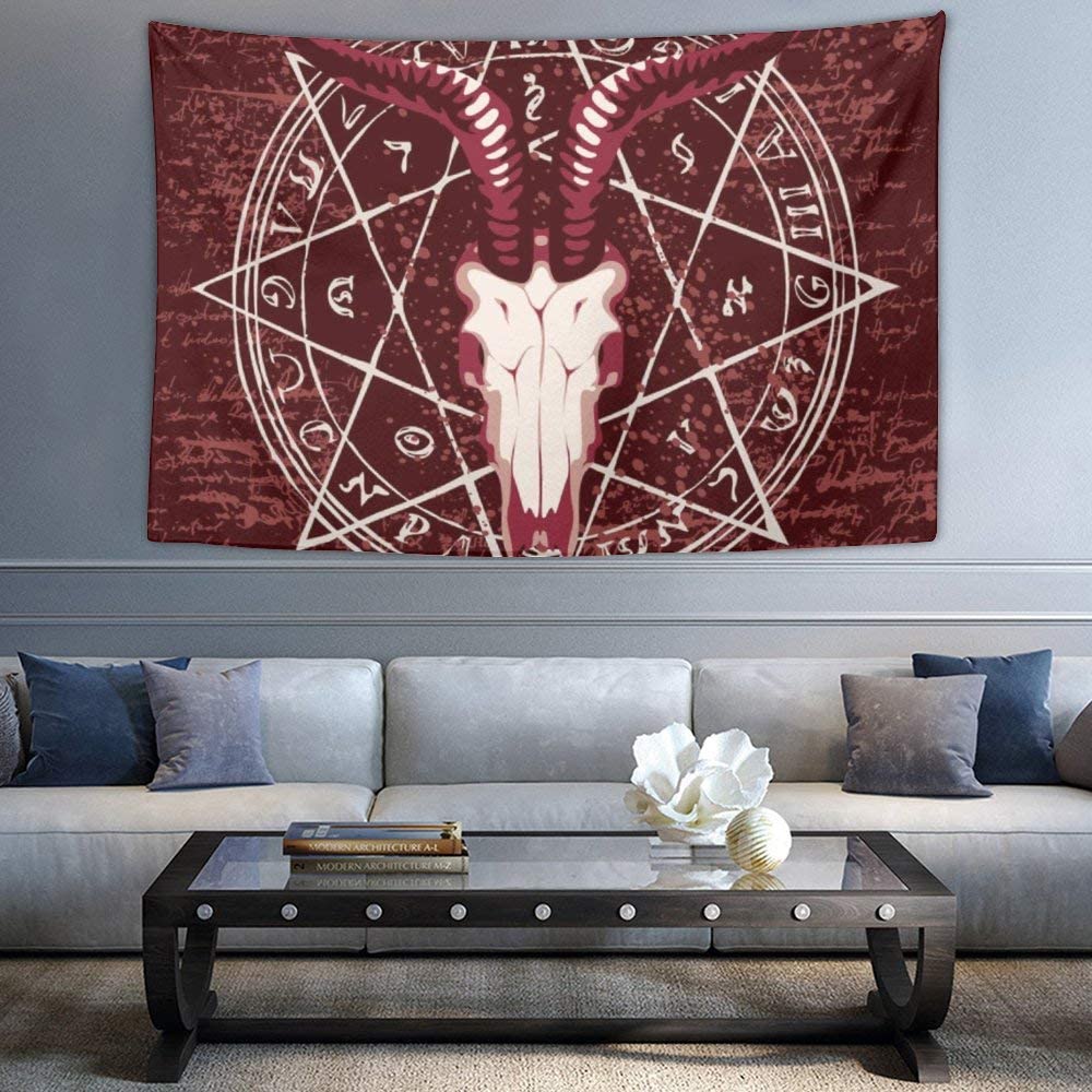 1000x1000 NiYoung Hippie Tapestry Bohemian Tapestry, Baphomet Satanic Goat Head Wall Hanging Throw Wall Decor Wall Tapestry Poster for Living Room Bedroom Art : Home & Kitchen