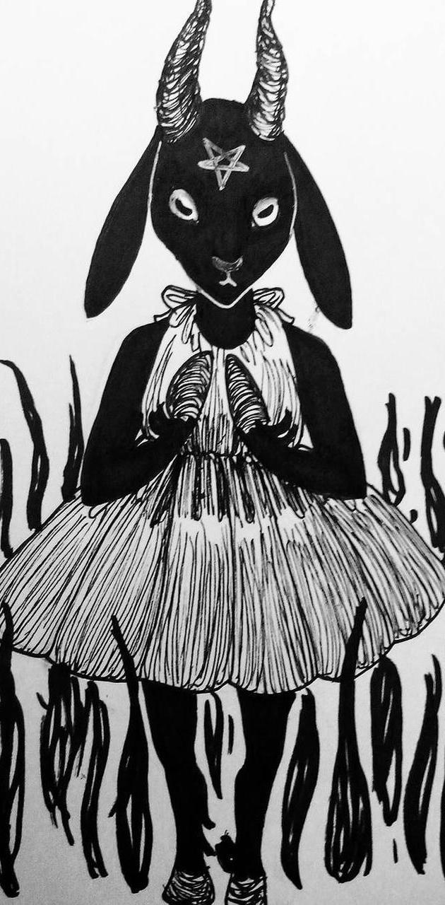 630x1280 Girl baphomet wallpaper
