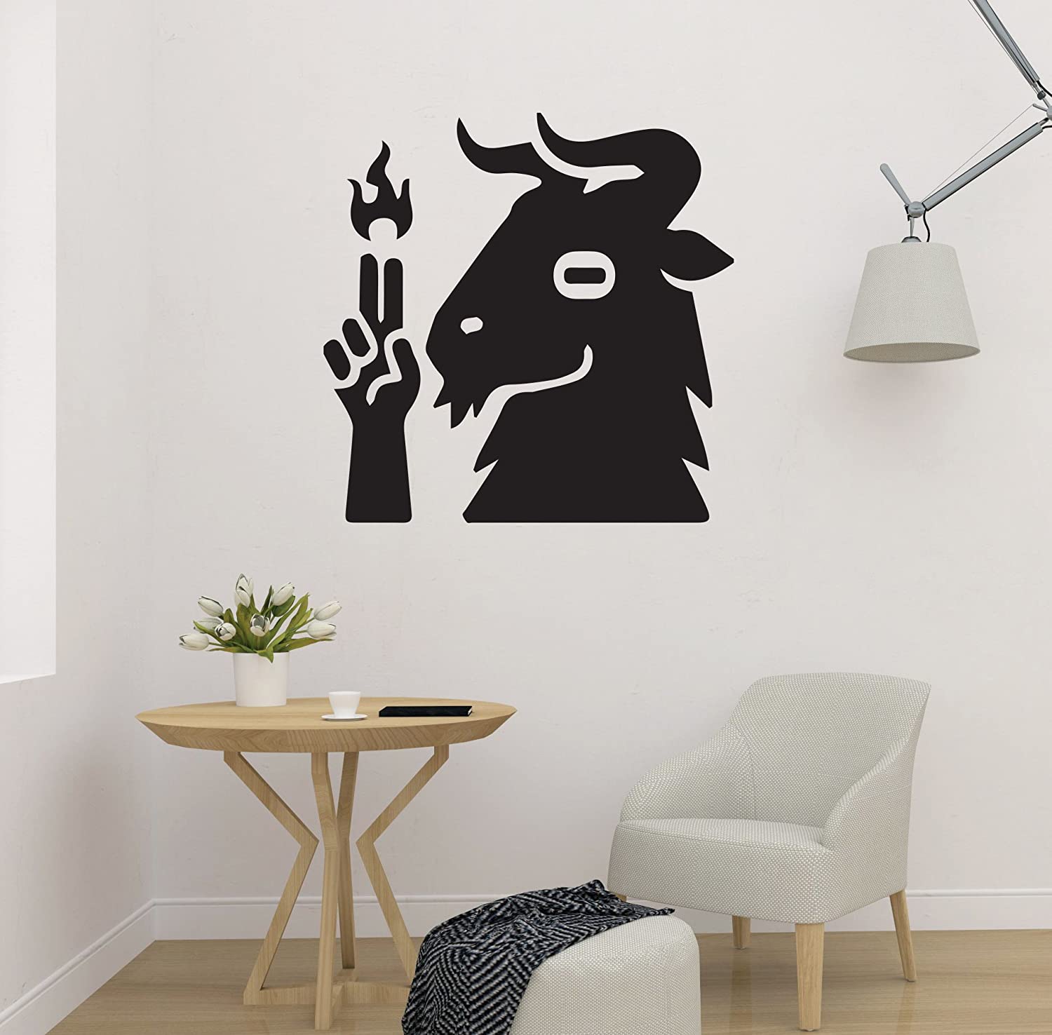 1500x1476 Devil Goat Wall Decal Gothic Metal Vinyl Sticker Goat Bedroom Living Any Room Home Decoration CG485 (36” width x 36” height) : Tools & Home Improvement
