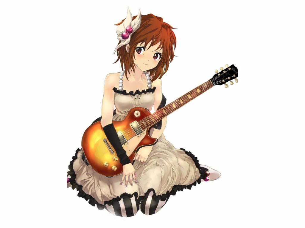 1024x768 Desktop Wallpaper Guitar And Yui Hirasawa, K On!, Anime, Cute Anime Girl, HD Image, Picture, Background, A75894