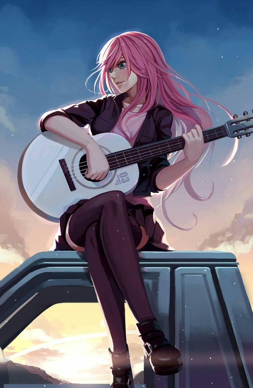 835x1280 19++ Cool Anime Girl With Guitar Wallpaper