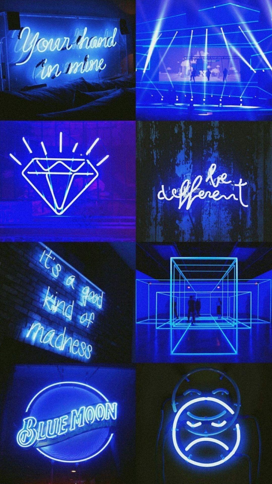 1080x1920 Neon Blue Aesthetic Wallpaper