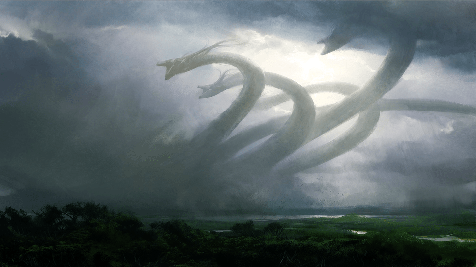 1920x1080 #creature, #fantasy art, #mythology, #hydra, wallpaper. Mocah HD Wallpaper