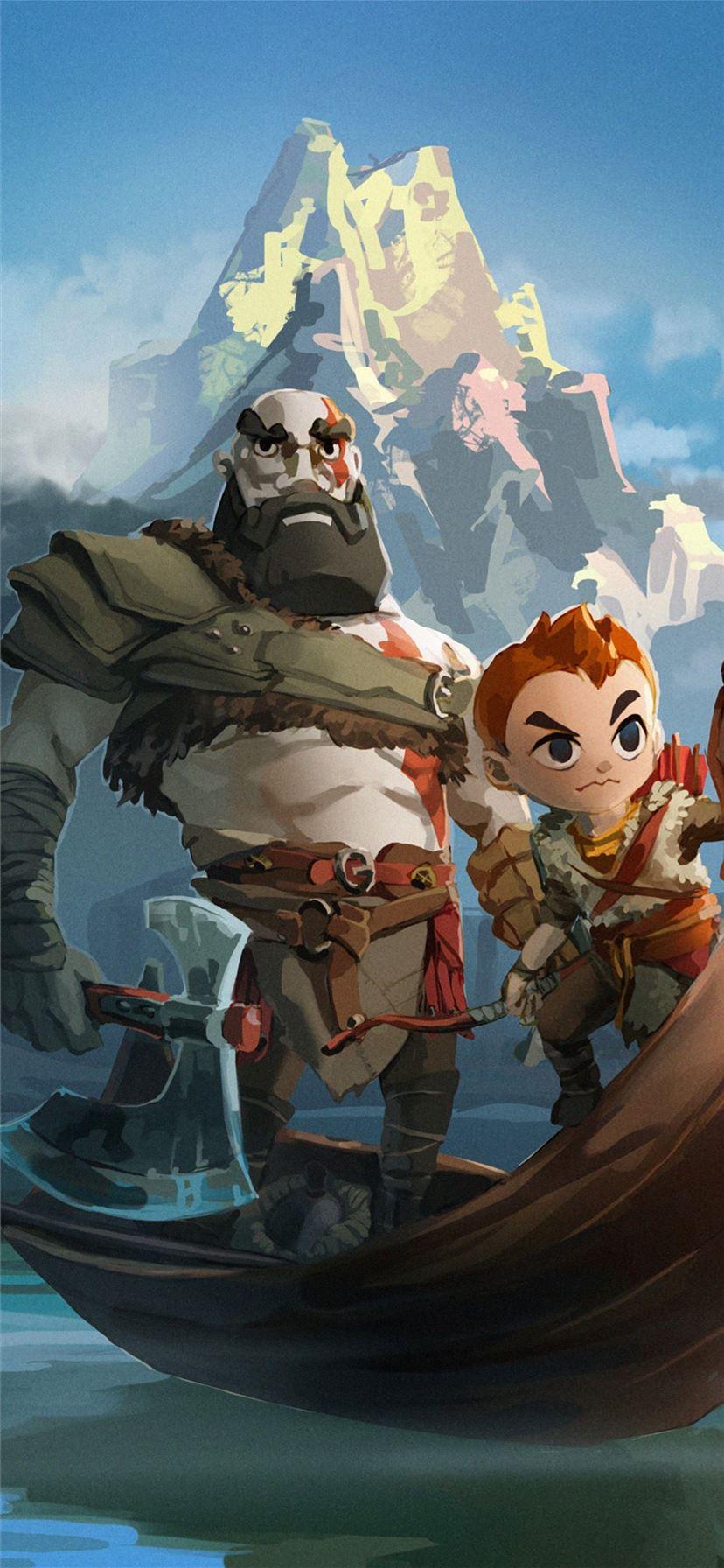 828x1792 kratos and atreus god of war art 4k iPhone 11 Wallpaper Free Download