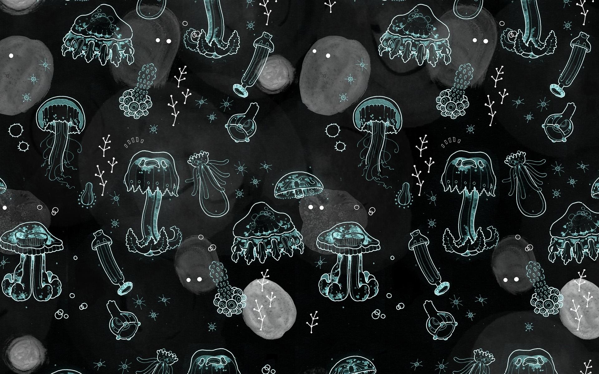 1920x1200 Download wallpaper cartoon jellyfish pattern, background with jellyfish, creative, jellyfish textures, kids textures, cartoon jellyfish background, jellyfish patterns, kids background for desktop with resolution 1920x1200. High Quality HD picture