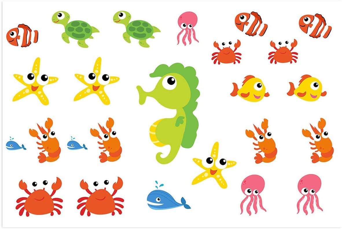 1182x792 Amazon.com : Fish Tank Backdrop -PVC HD Printing Wallpaper, Cartoon Cute Seahorses Jellyfish Crab Aquarium Poster Background Decor Paper Cling Decals Sticker : Pet Supplies