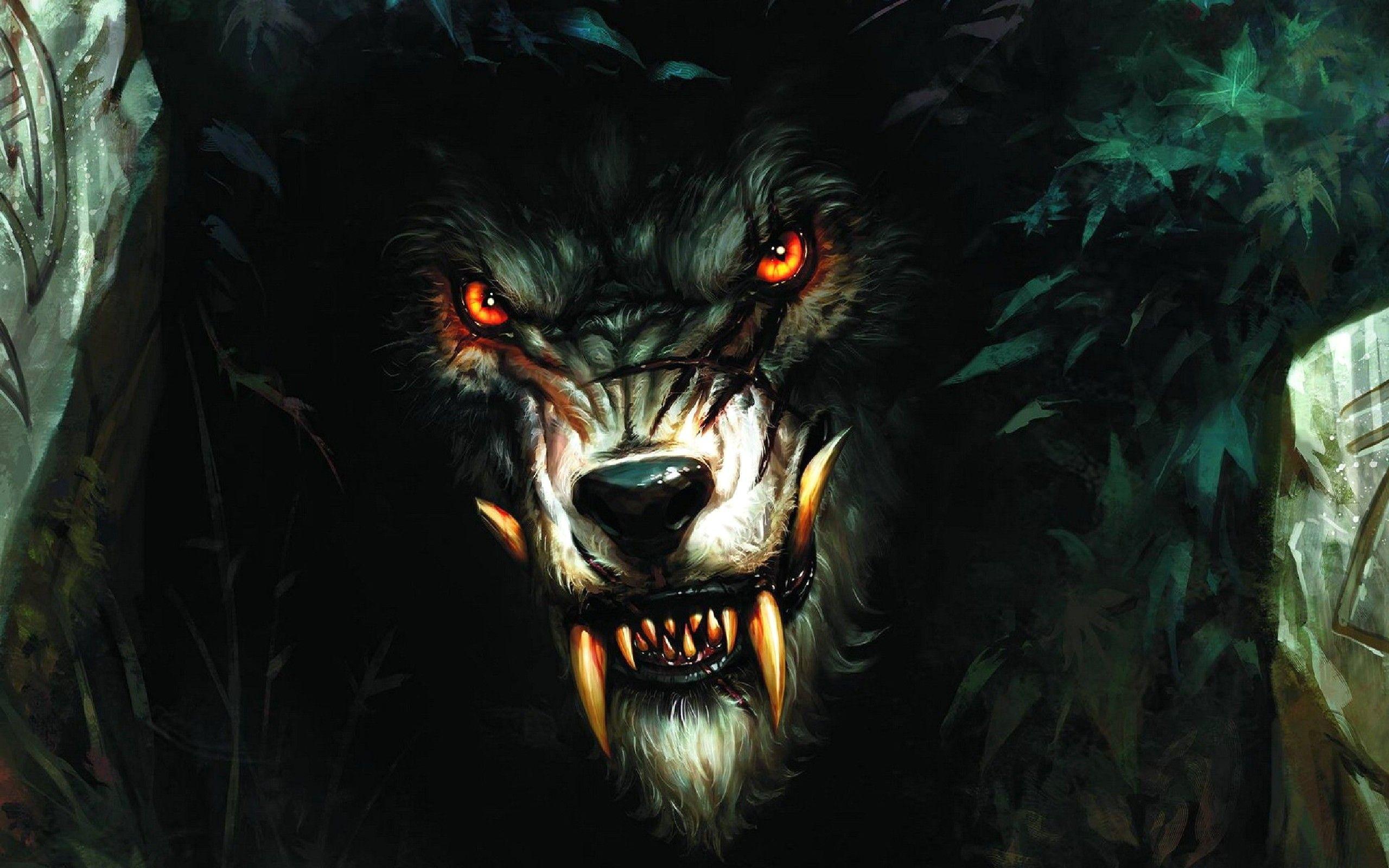 2560x1600 Black Wolf With Red Eyes Wallpaper