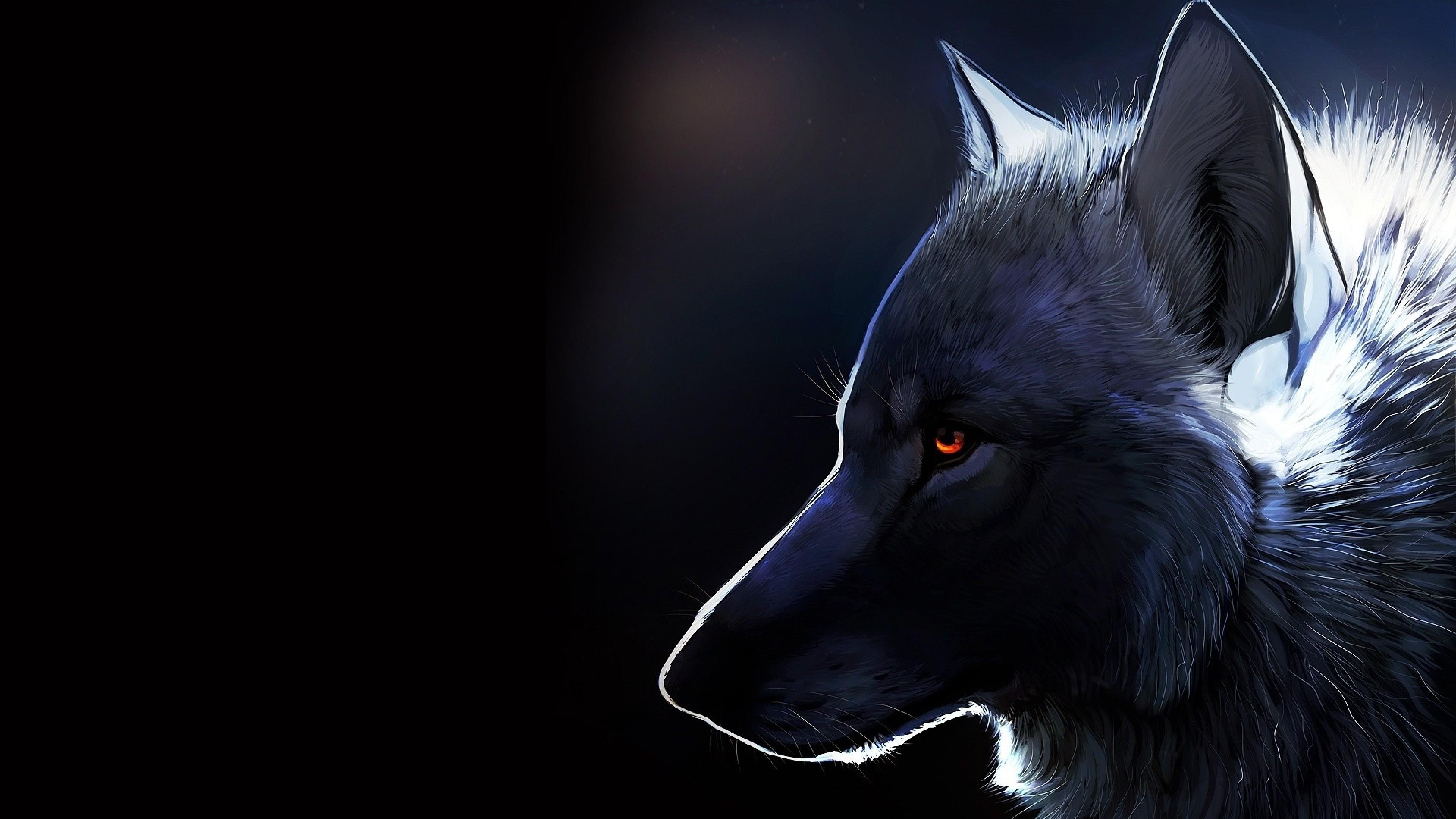 3840x2160 Black Wolf With Red Eyes Wallpaper