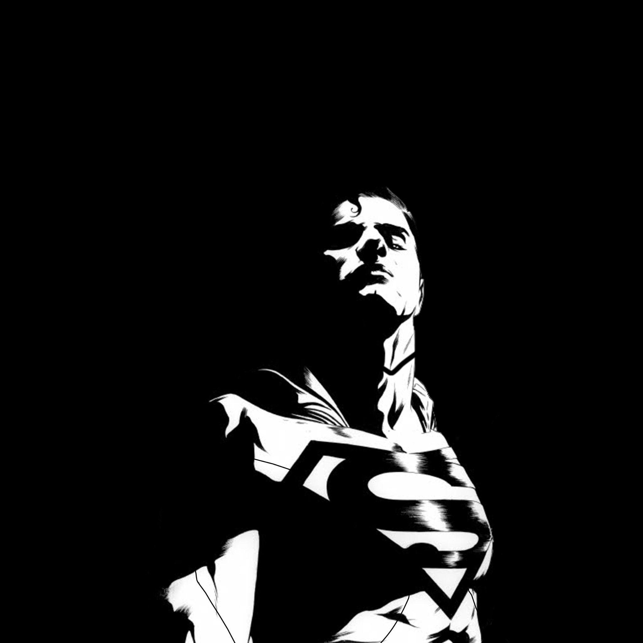 2048x2048 Superman Wallpaper Black And White