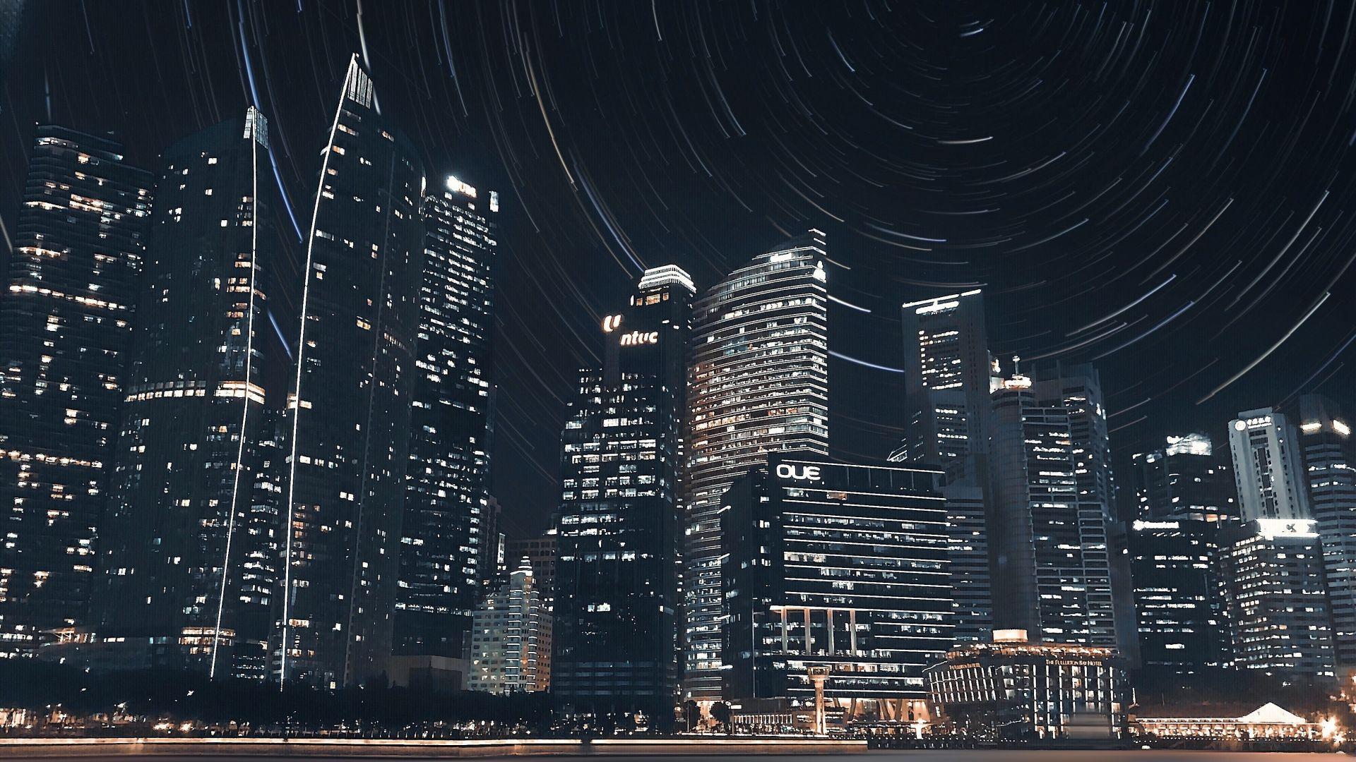1920x1080 Desktop wallpaper singapore, city, night, buildings, HD image, picture, background, e79e4d