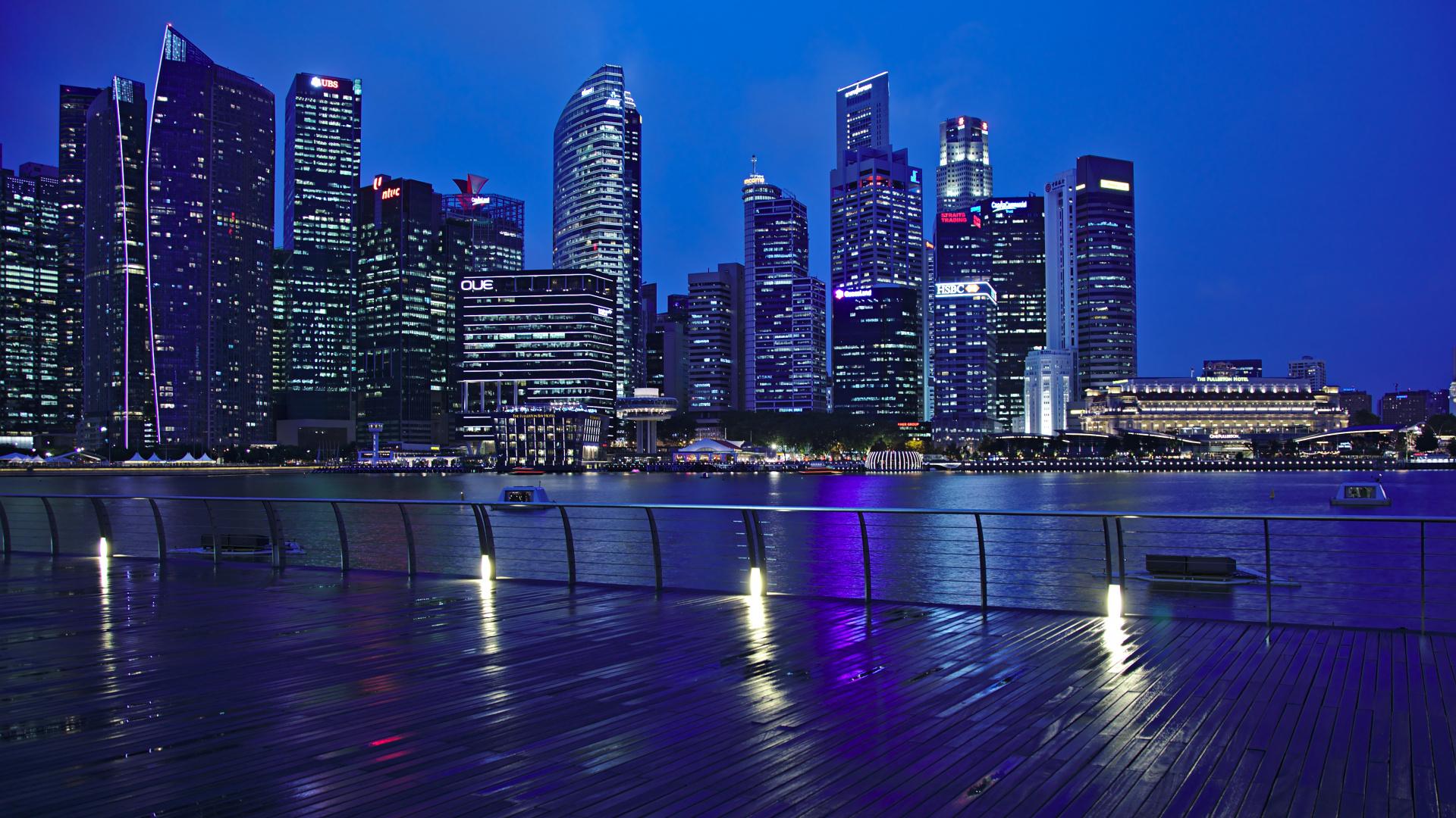 1920x1080 Download Singapore, city, buildings, blues wallpaper, 1920x Full HD, HDTV, FHD, 1080p