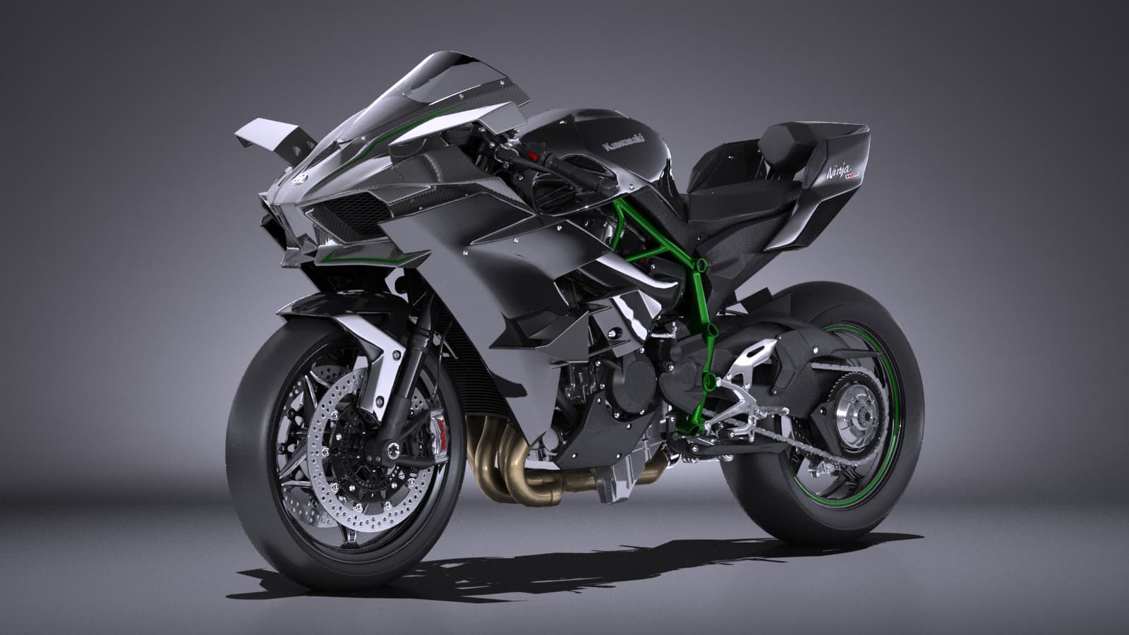 1600x900 Kawasaki Ninja H2R Supercharged 2016 3D Model