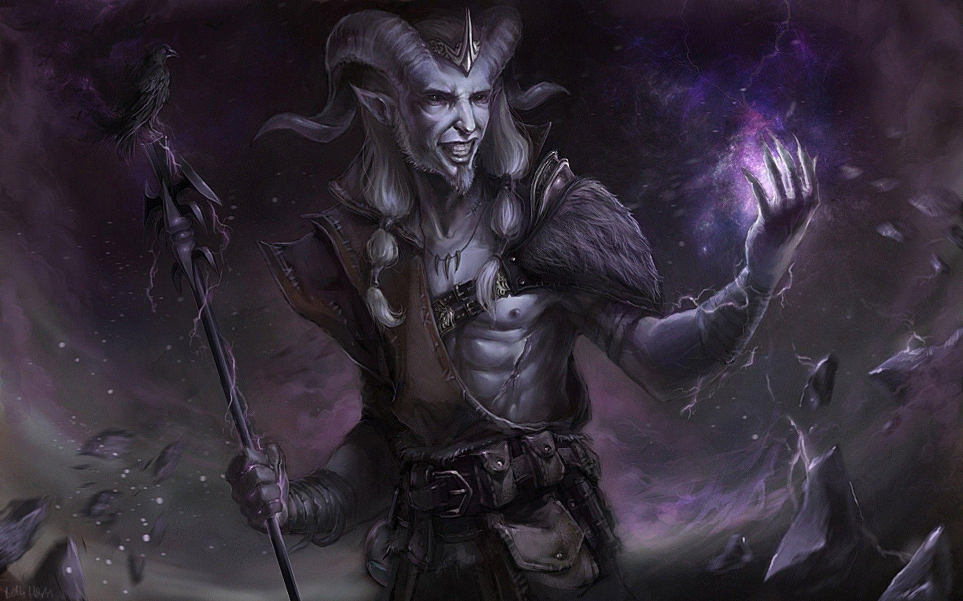 1920x1200 fantasy, dark, artistic, storm, violet, horns, fantasy art, scars