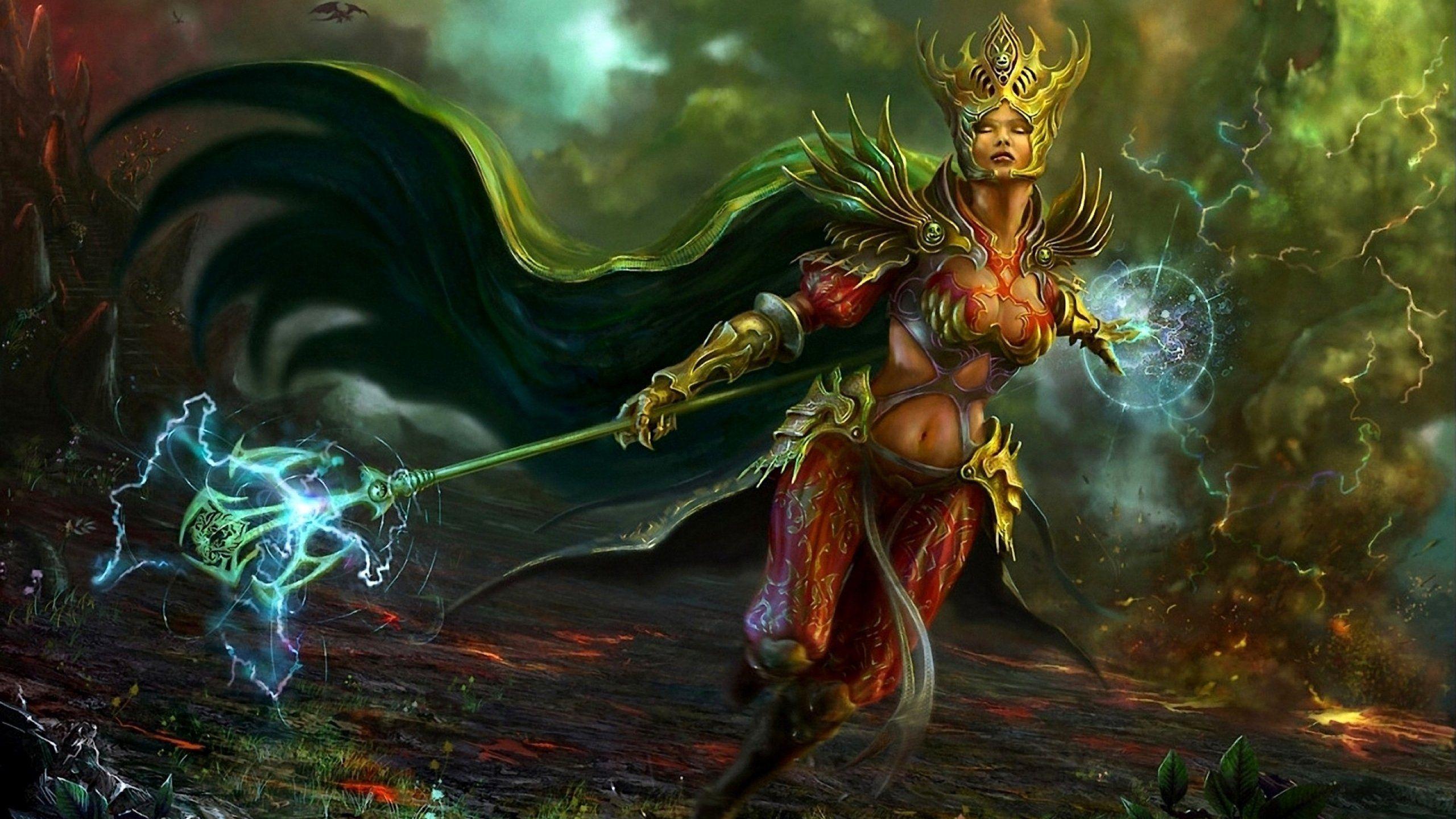 2560x1440 dark, girls, magic download, woman, fantasy, tablet, art, witch