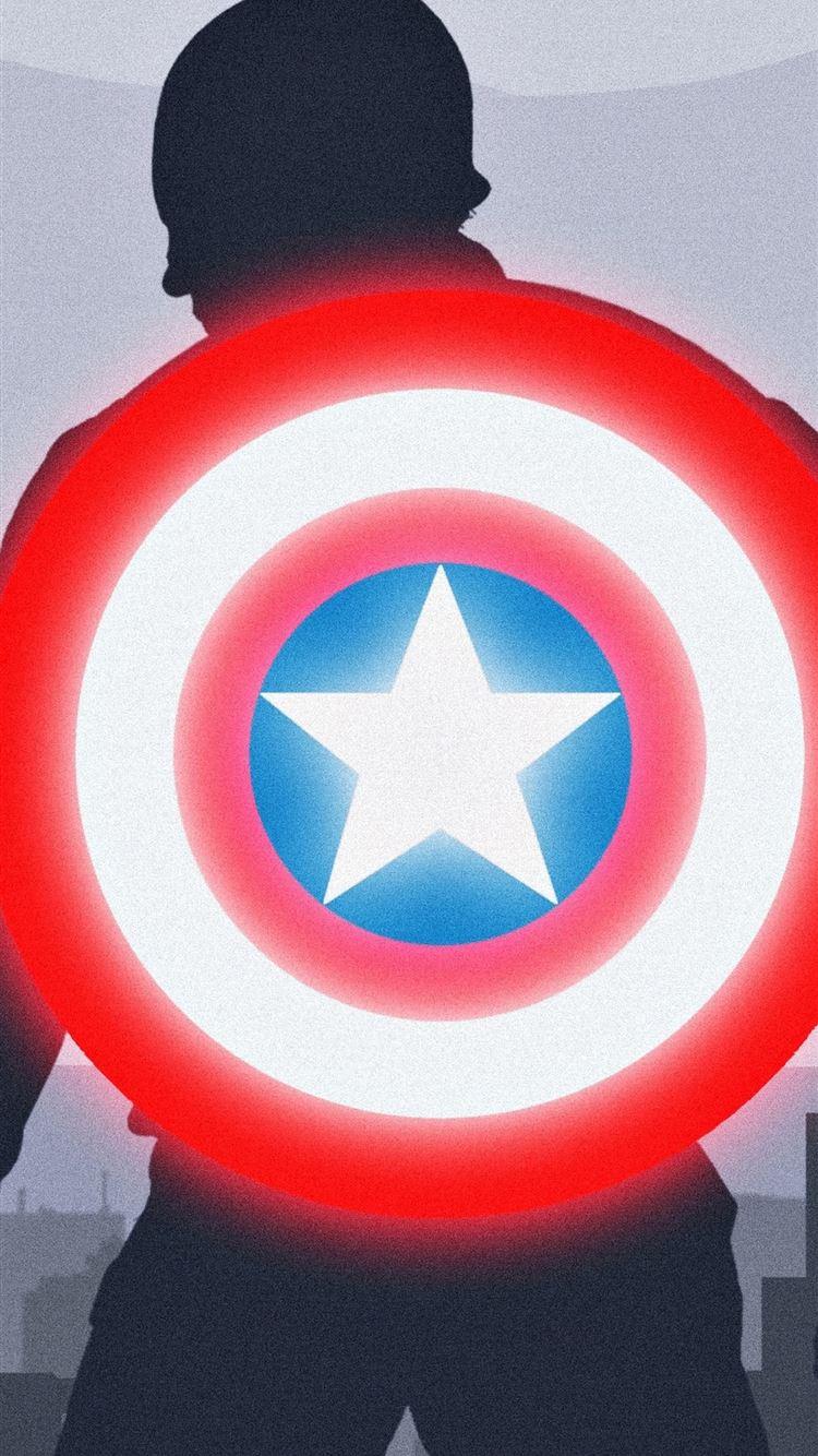 750x1334 Captain America Shield Minimalist 4K iPhone Wallpaper Free Download