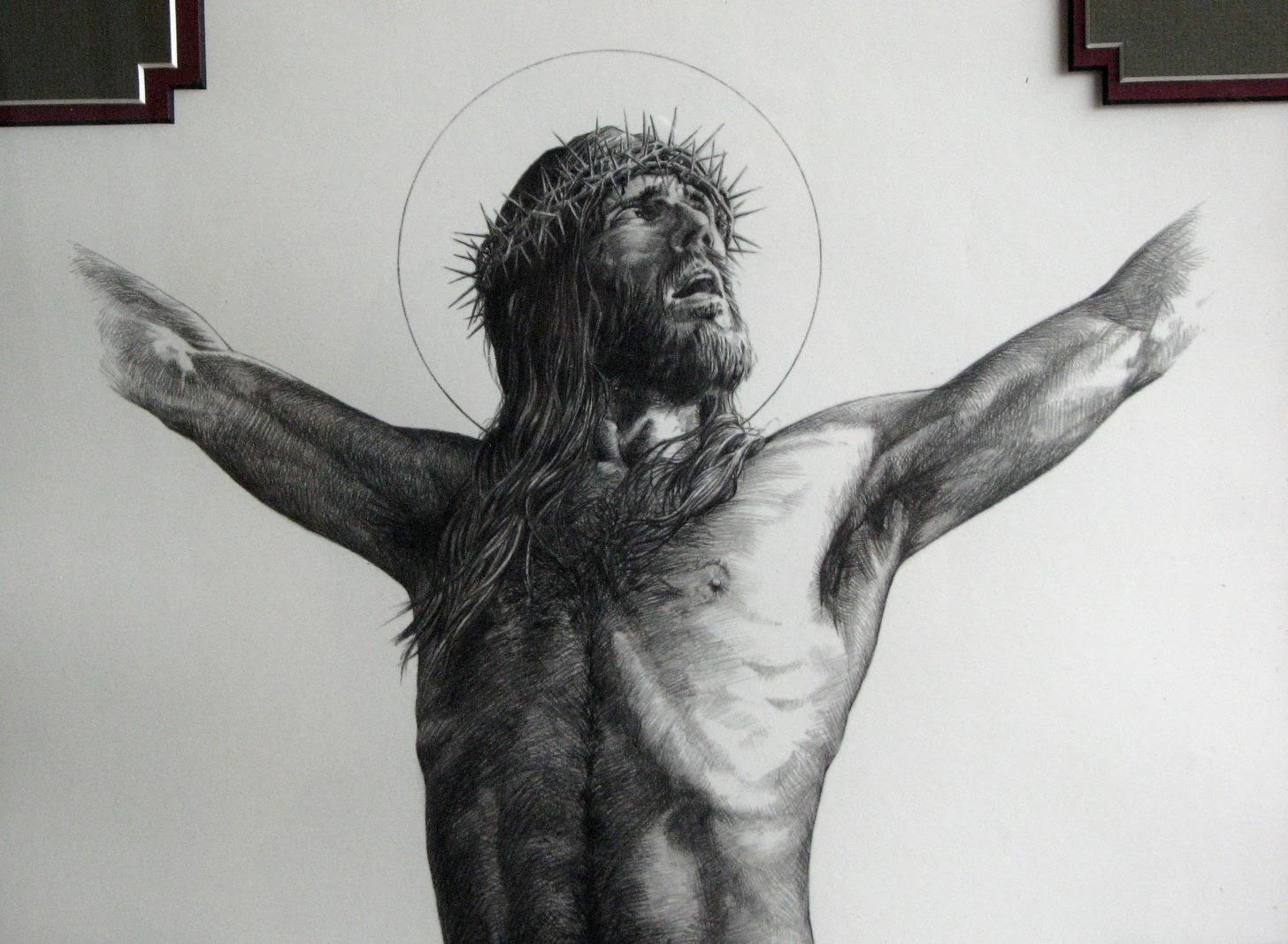 1456x1068 Jesus Christ Crucified Drawing HD Wallpaper
