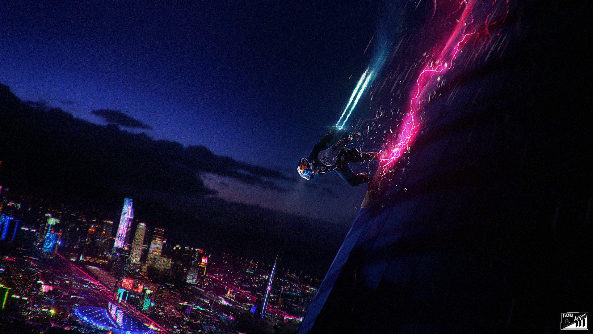 1920x1080 Neon Cyberpunk Cityscape HD Wallpaper