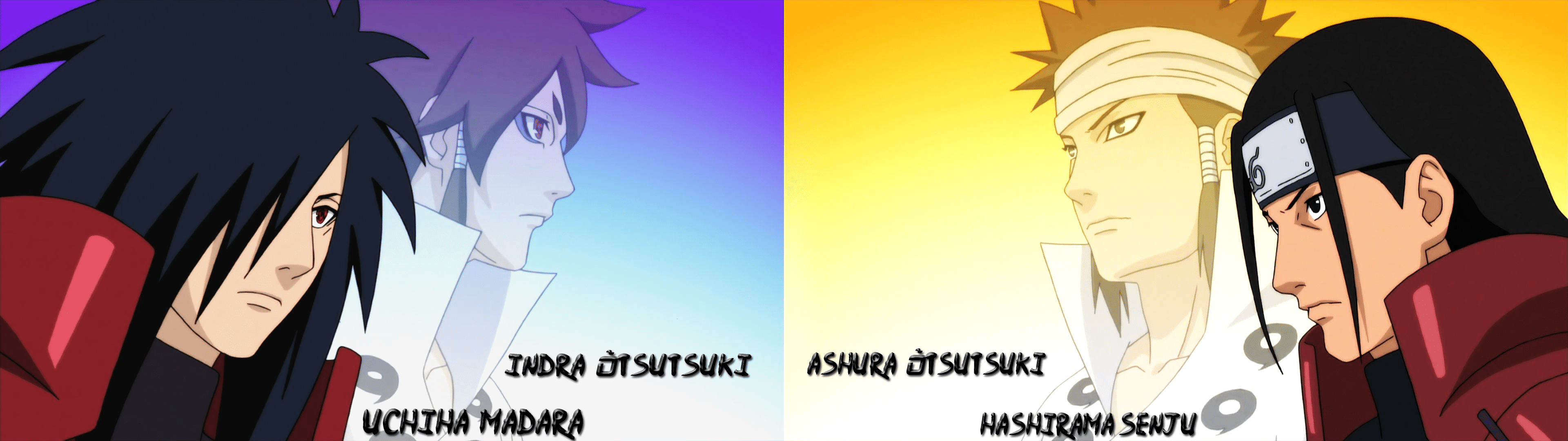 3840x1080 Uchiha Madara (Indra Õtsutsuki) & Senju Hashirama (Ashura Õtsutsuki) / Background anime Naruto HD Wallpaper