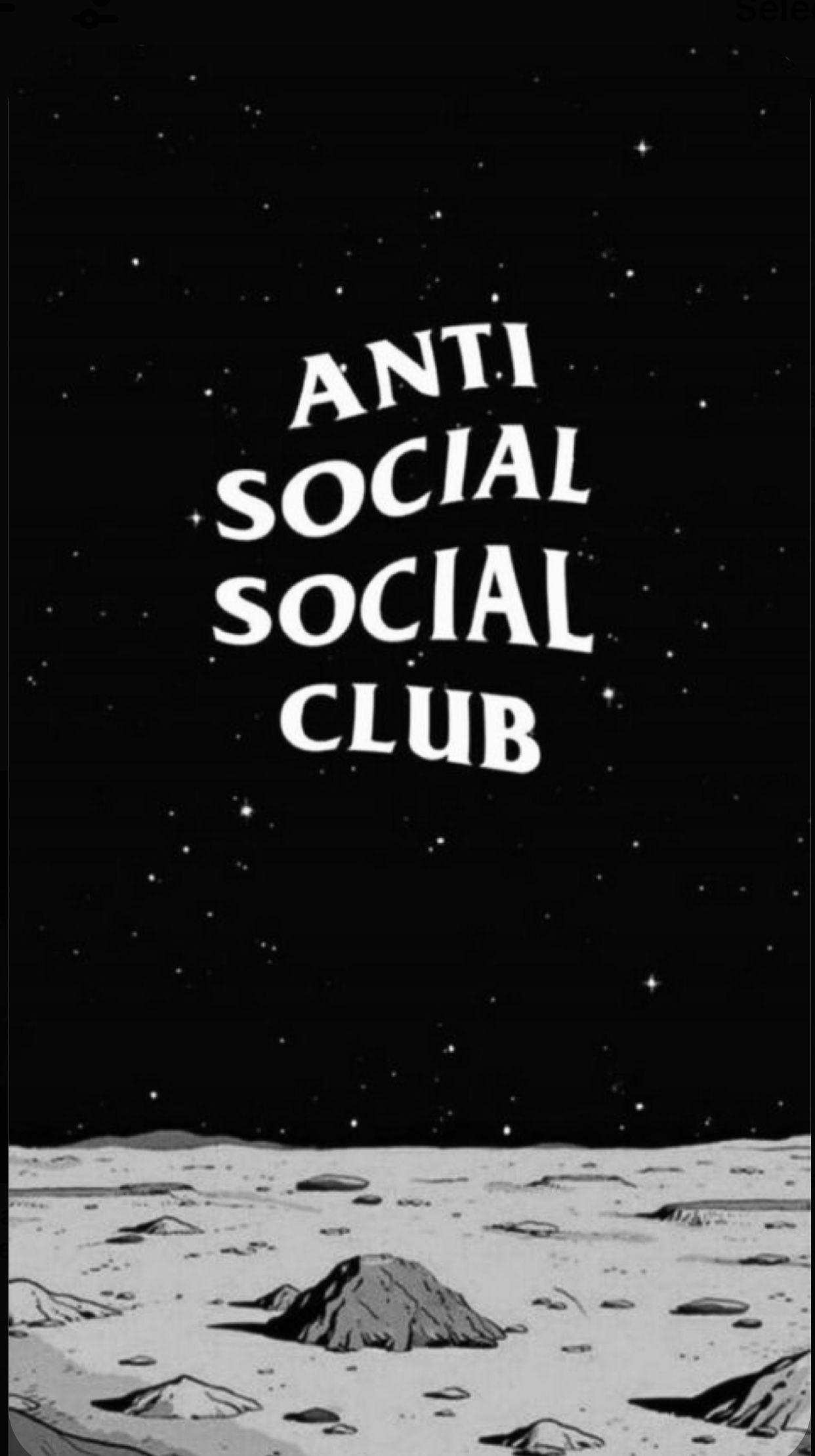 1242x2219 Anti Social Social Club moon aesthetic. Black and white picture wall, Black and white photo wall, Anti social social club