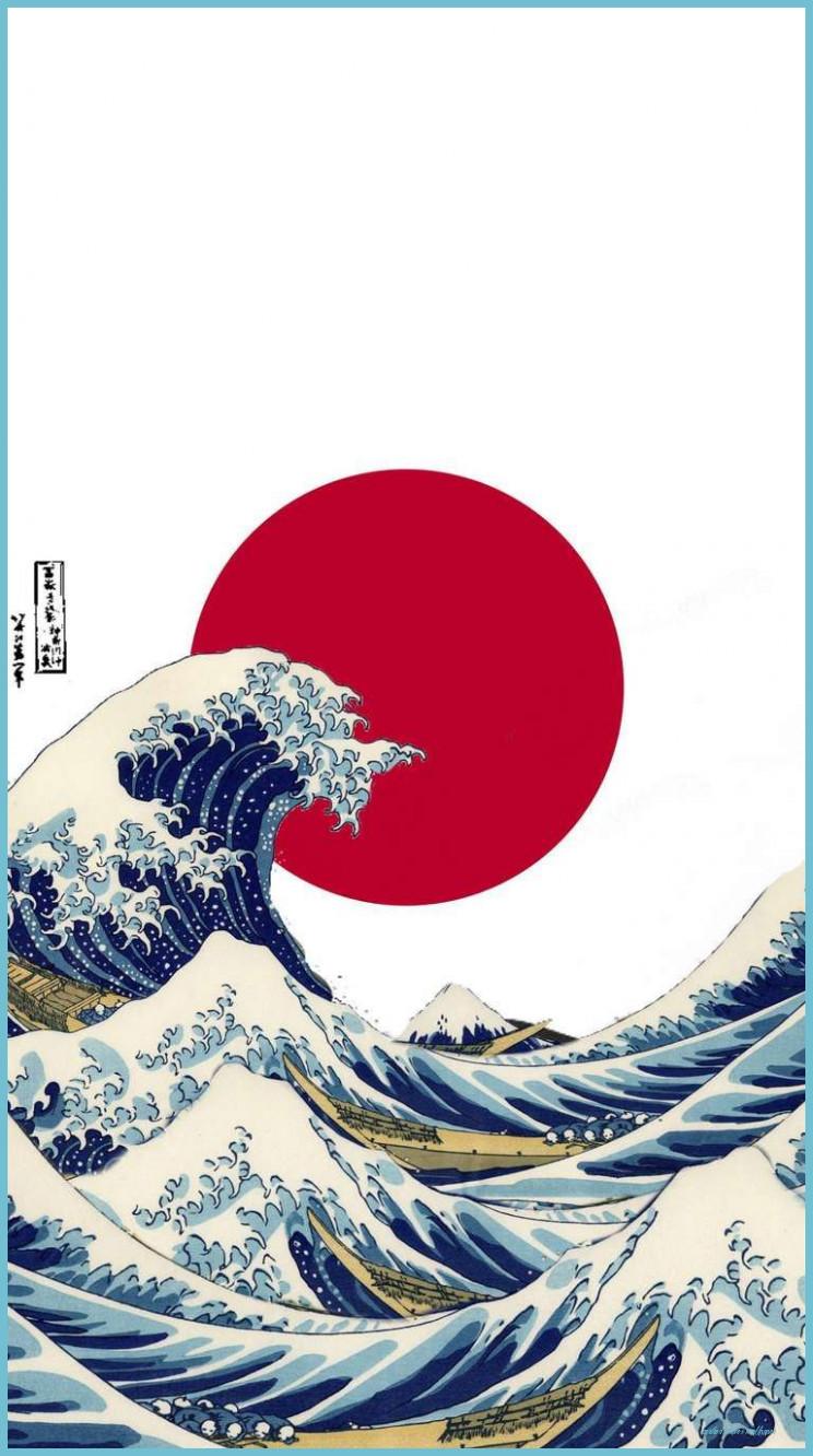 744x1332 Wallpaper iPhone Japan HD 10K Wallpaper 10k Japanese Art Waves Wallpaper