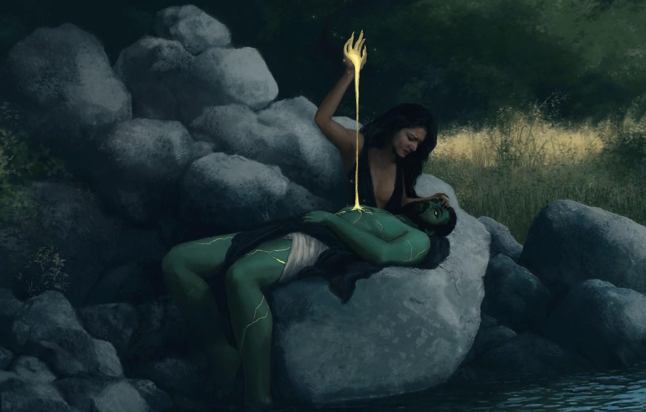 1332x850 Wallpaper water, stones, ISIS, Osiris image for desktop, section фантастика