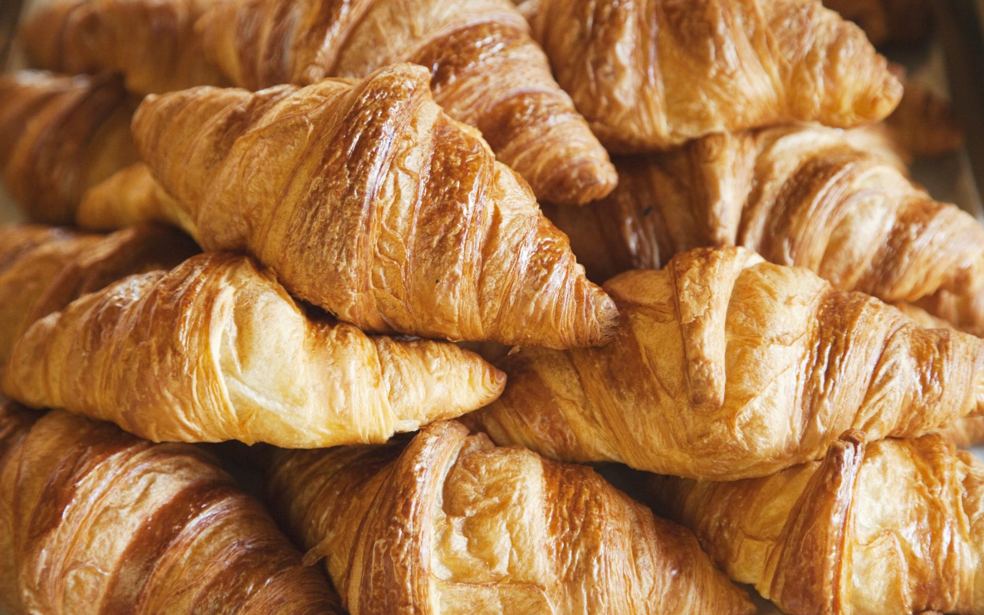 1920x1200 Download wallpaper croissants, French pastries, croissants background, bakery products, breakfast for desktop with resolution 1920x1200. High Quality HD picture wallpaper