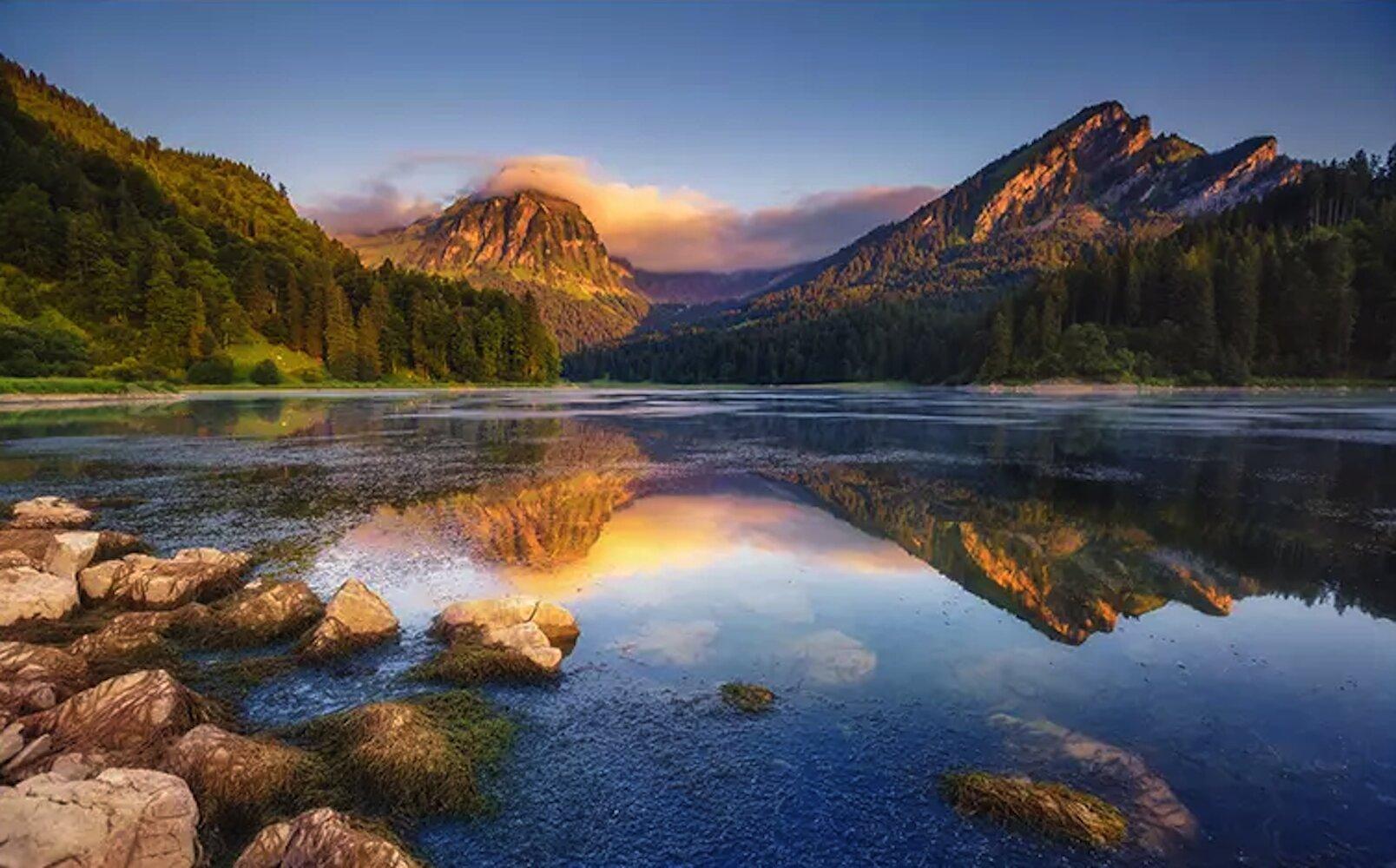 1608x1000 GK Wall Design Lake Mountain Landscape Forest Natural Removable Textured Wallpaper