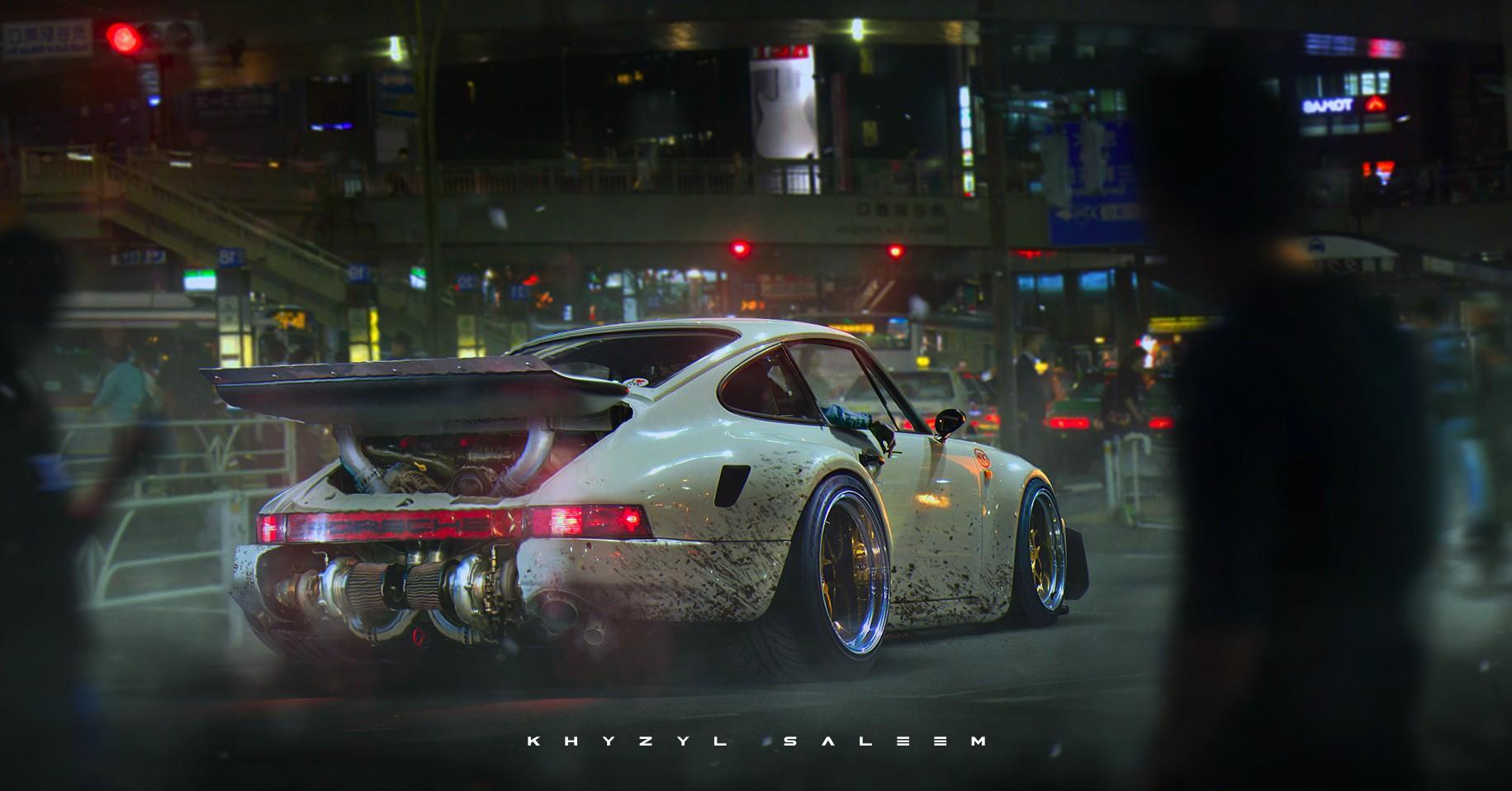 1831x957 #Khyzyl Saleem, #twin Turbo, #Porsche, #car, #render, #Porsche 911 Turbo, #artwork, Wallpaper. Mocah HD Wallpaper