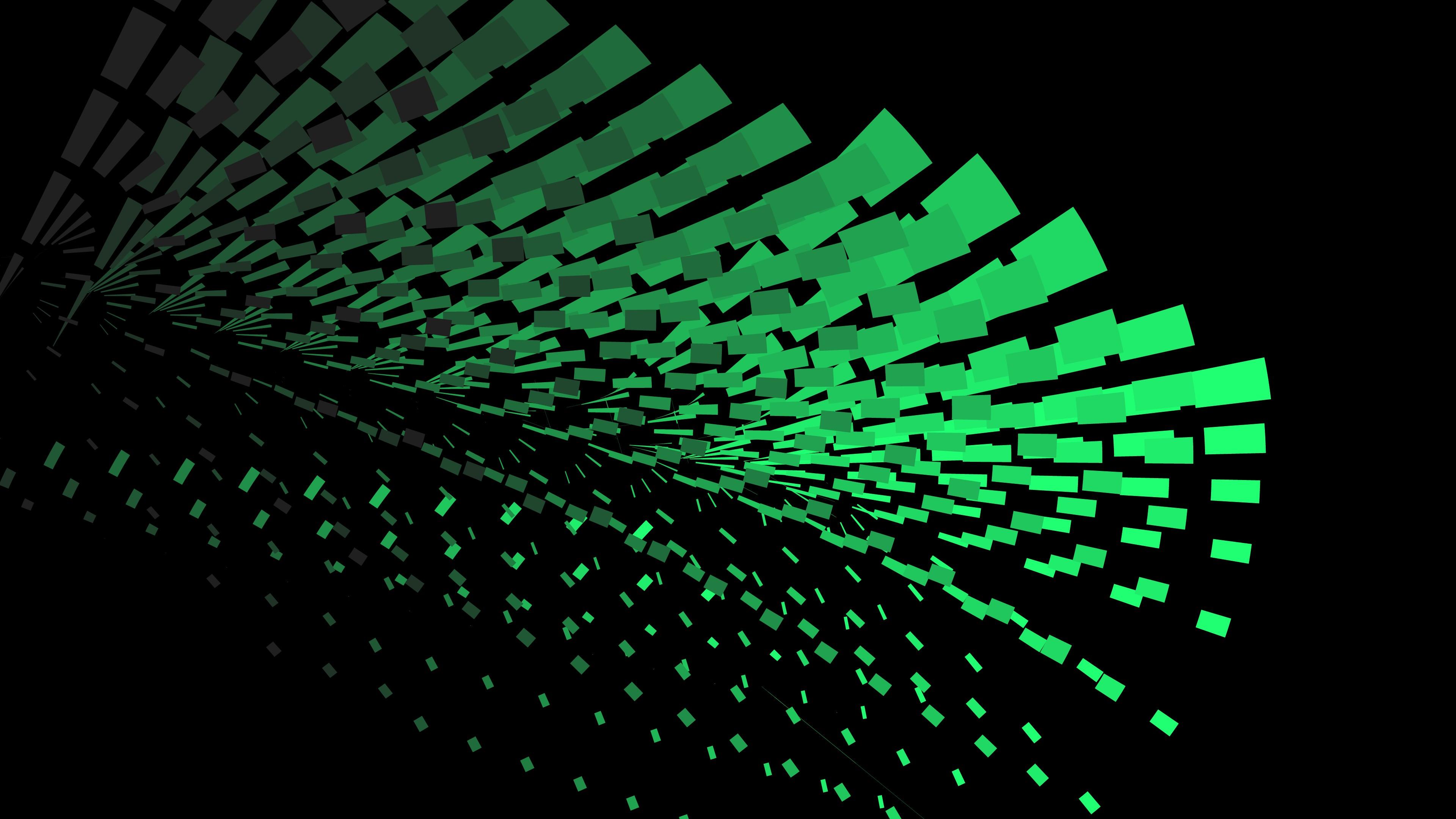 3840x2160 Green And Black Square 4K HD Abstract Wallpaper