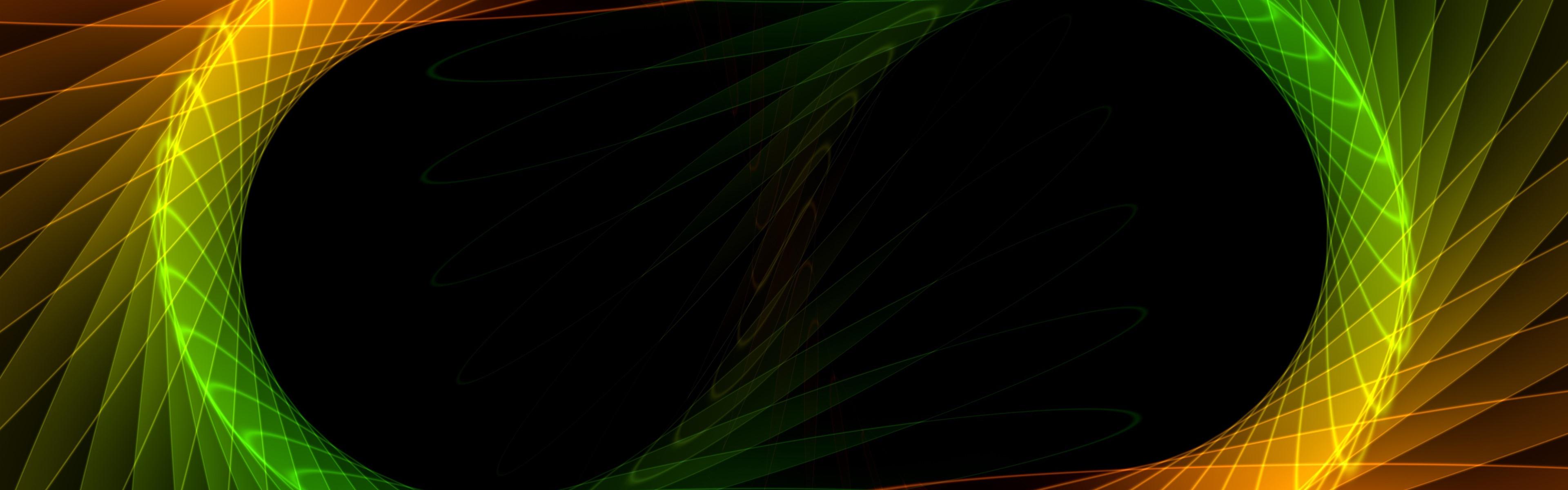 3840x1200 Wallpaper Abstract fractal, green and orange, black background 3840x2160 UHD 4K Picture, Image