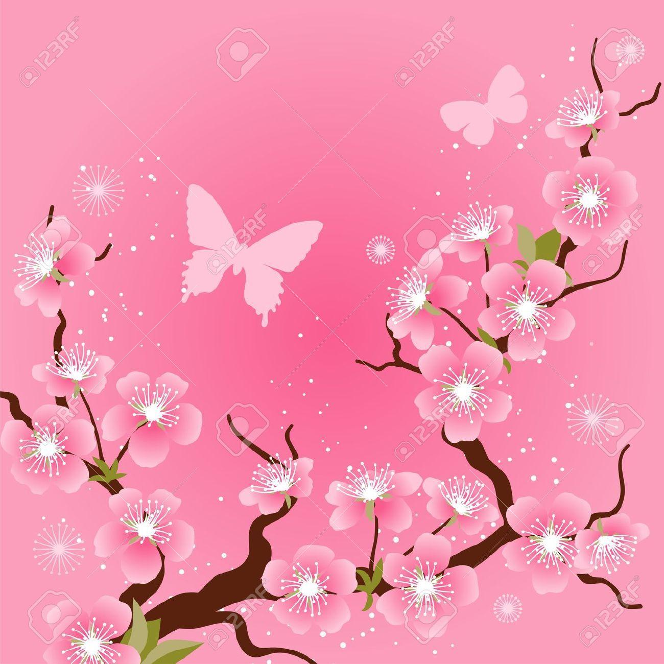 1300x1300 Card With Stylized Cherry Blossom Flowers. Cherry Blossom Flowers, Flower Vector Art, Blossom Flower