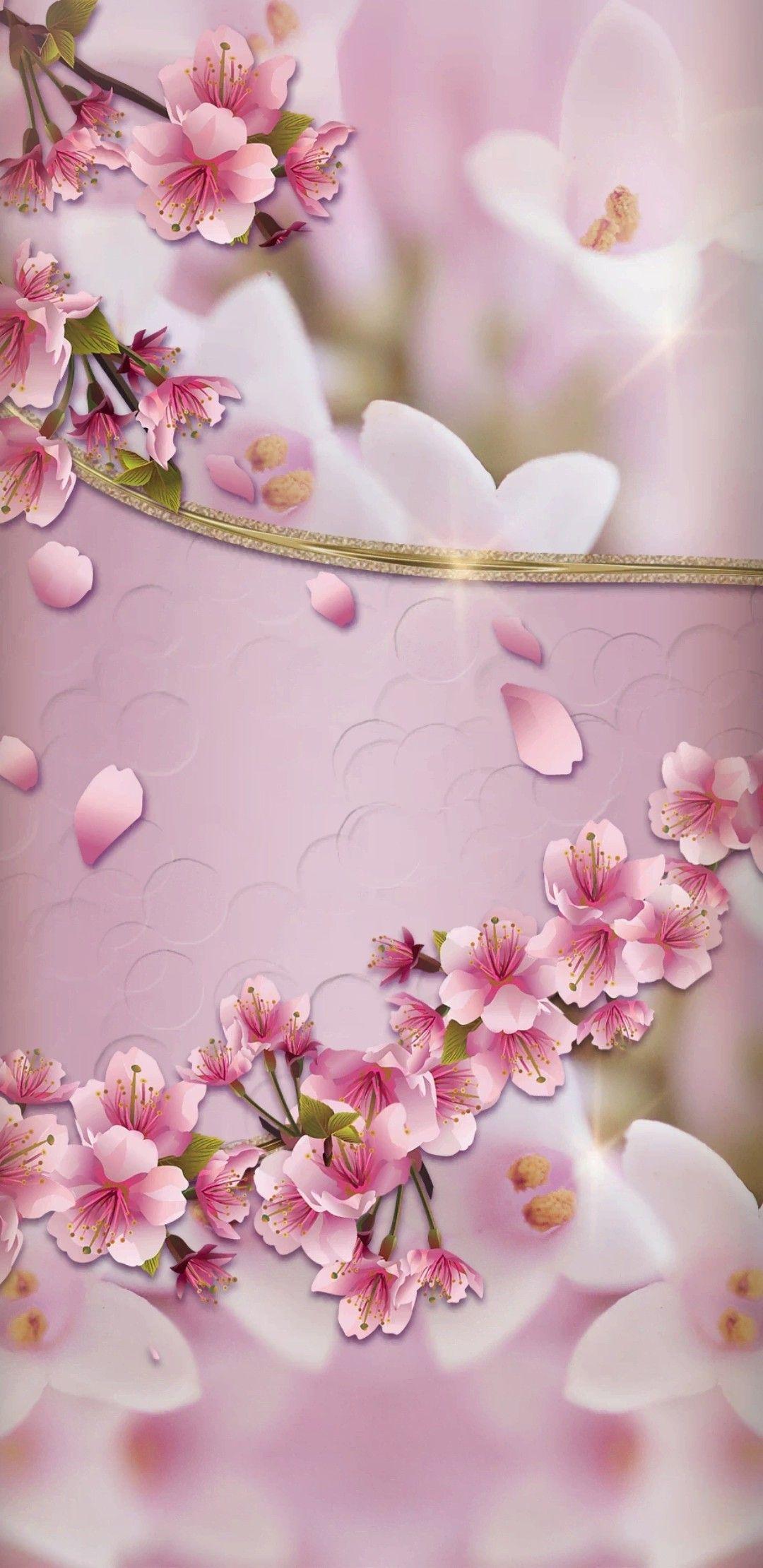 1080x2220 Butterfly & Wallpaper. Flower phone wallpaper, Cherry blossom wallpaper, Pink wallpaper iphone