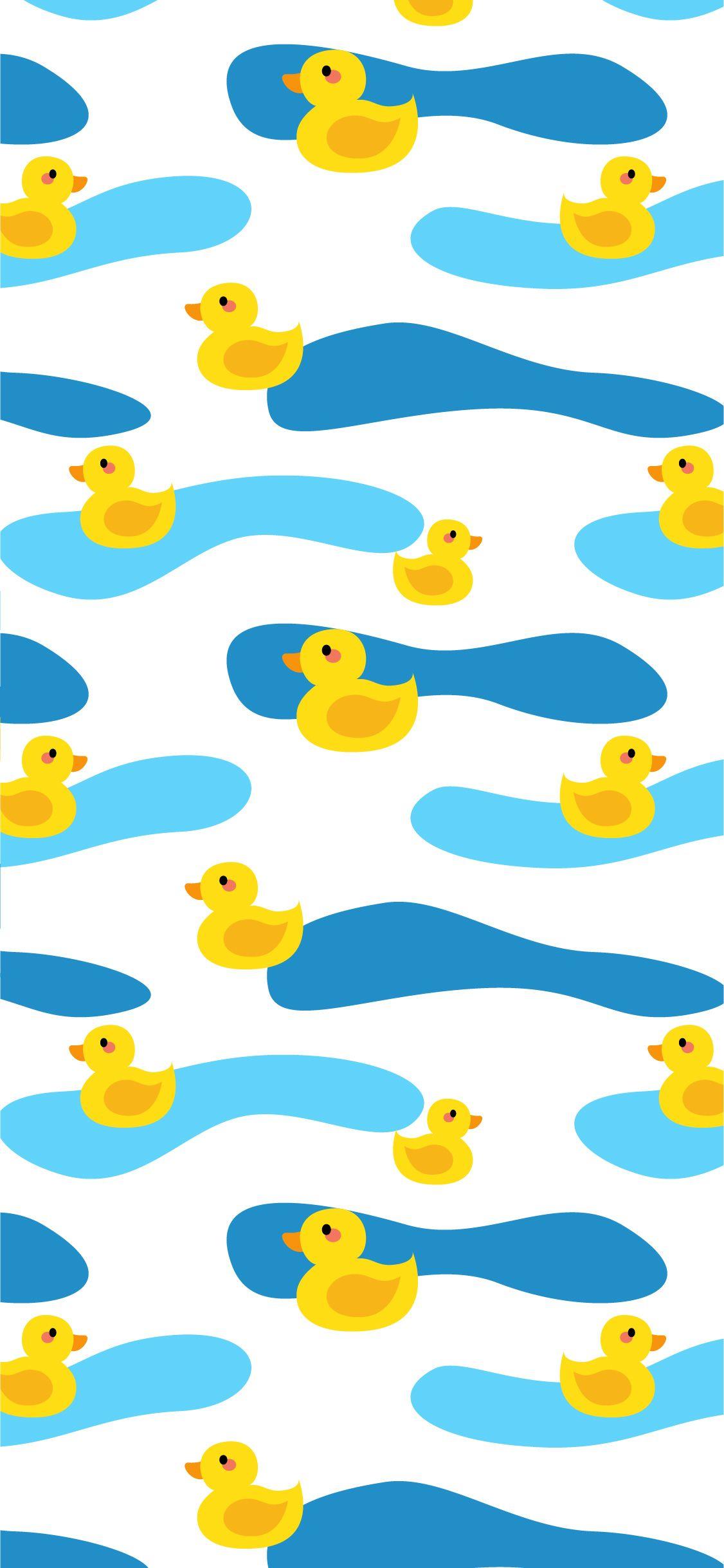 1126x2436 Yellow Rubber Duck with Blue Waves iPhone Wallpaper HD. iPhone wallpaper pattern, Duck wallpaper, Blue wallpaper iphone