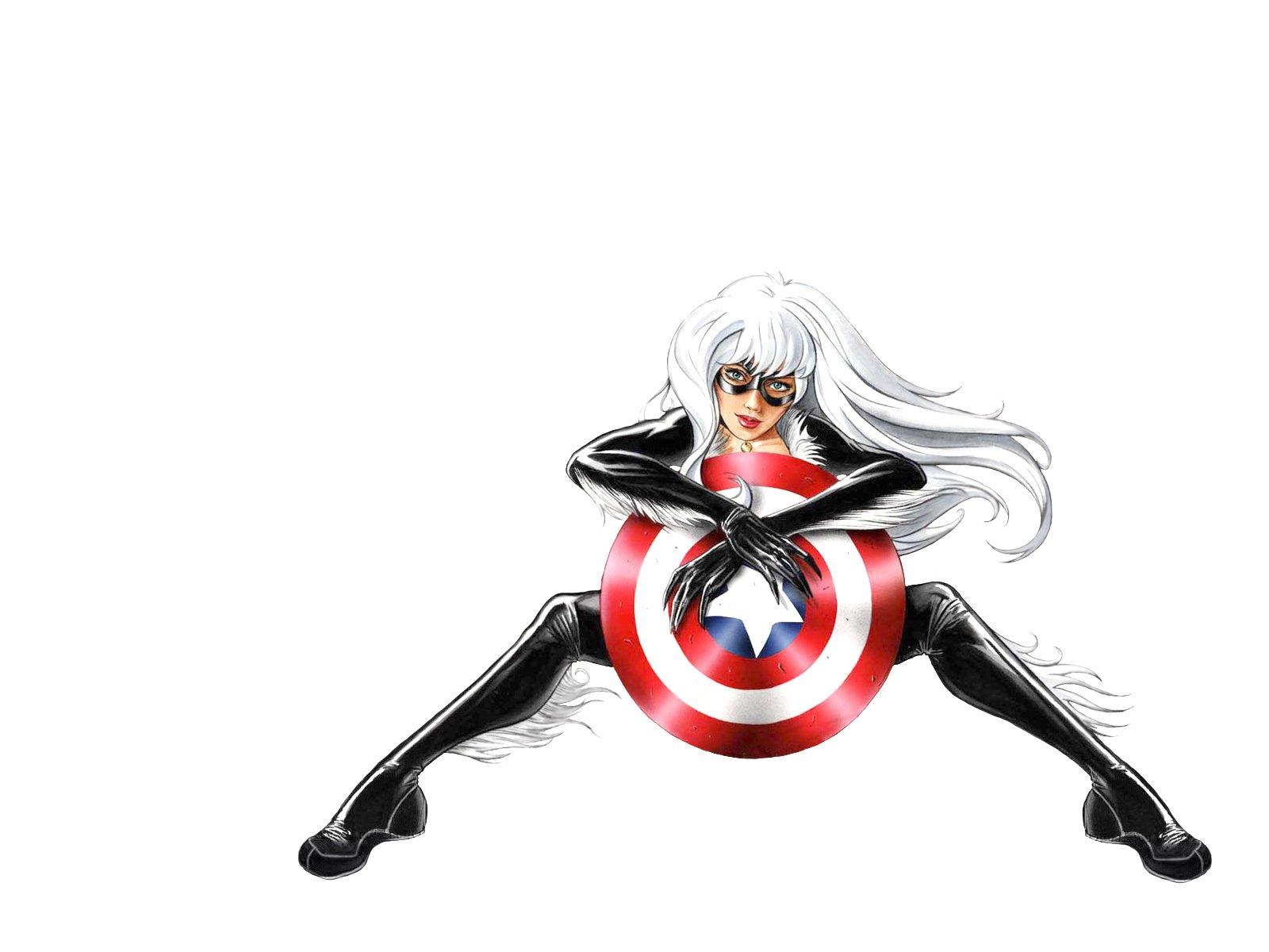 1600x1200 captain, America, Shield, Marvel, Comics, Black, Cat, comics Wallpaper HD / Desktop and Mobile Background
