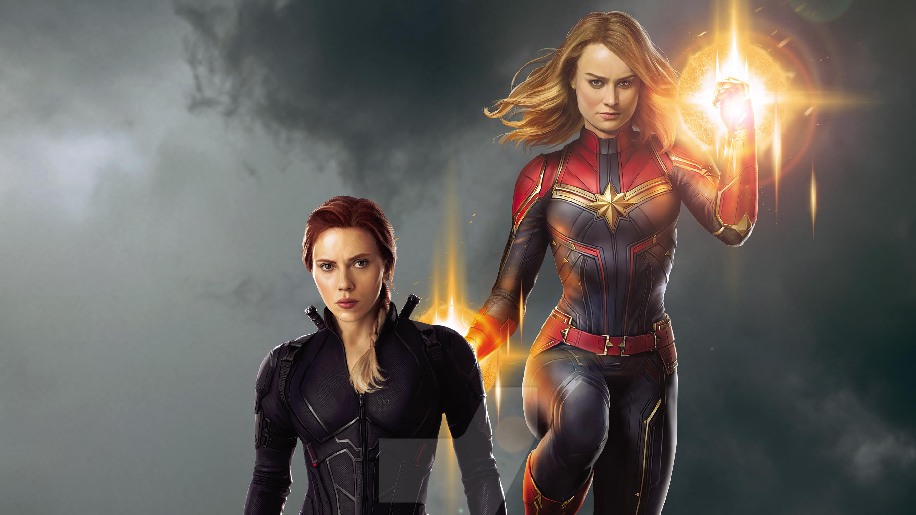 3840x2160 Captain Marvel and Black Widow Wallpaper 4k Ultra HD