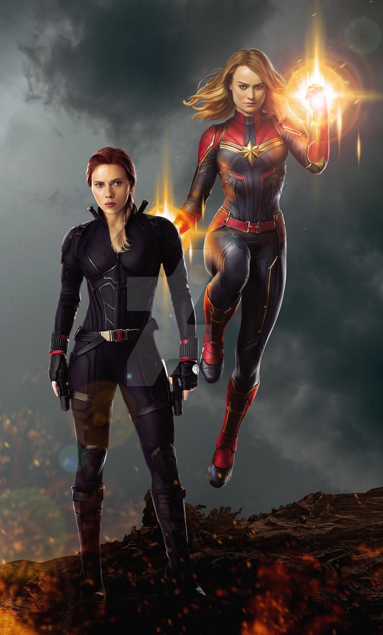1280x2120 Captain Marvel And Black Widow iPhone HD 4k Wallpaper, Image, Background, Photo and Picture