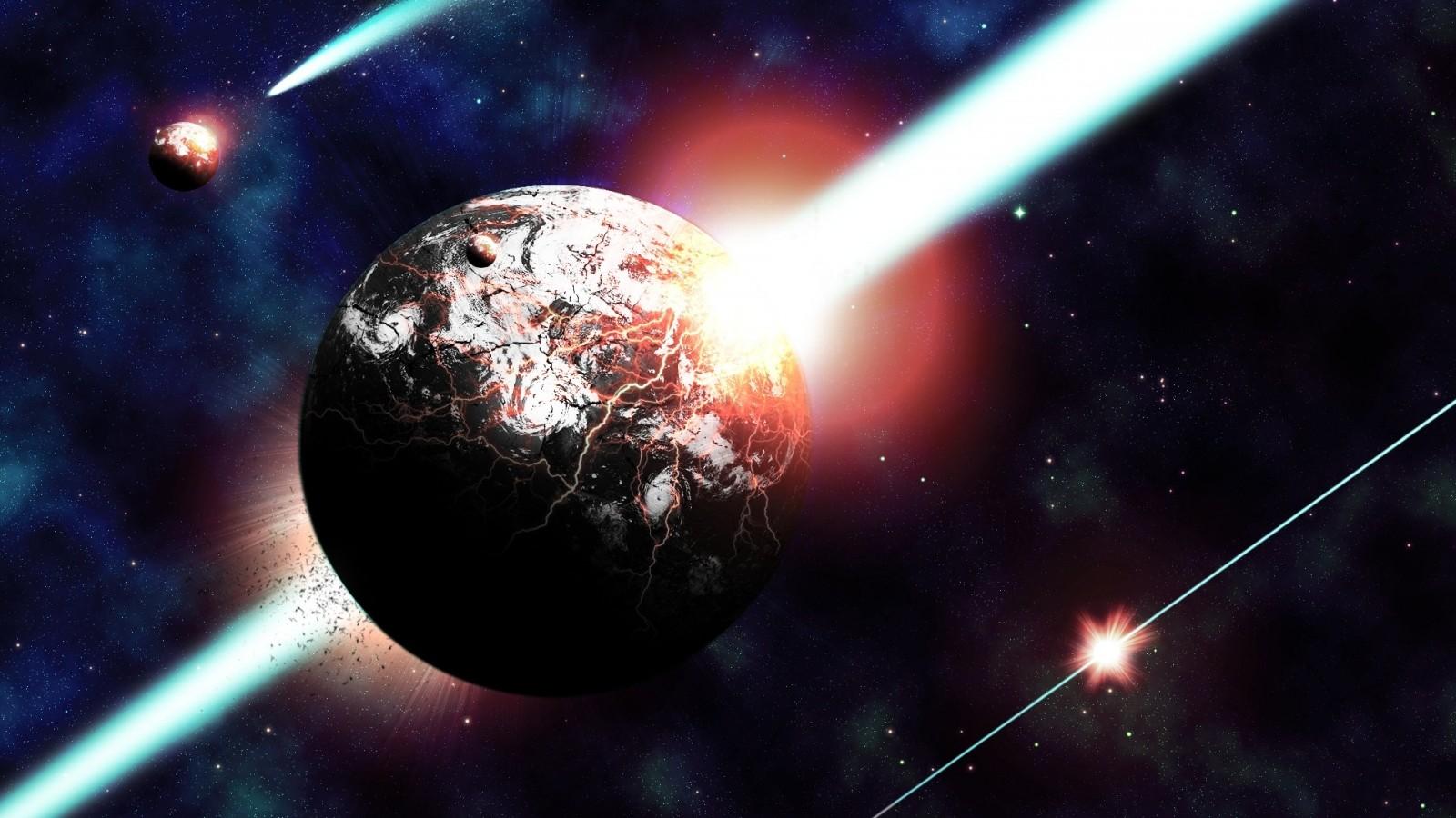 1600x900 planet, space, apocalyptic, Earth, space art, nebula, atmosphere, universe, destruction, astronomy, screenshot, outer space, astronomical object. Mocah HD Wallpaper