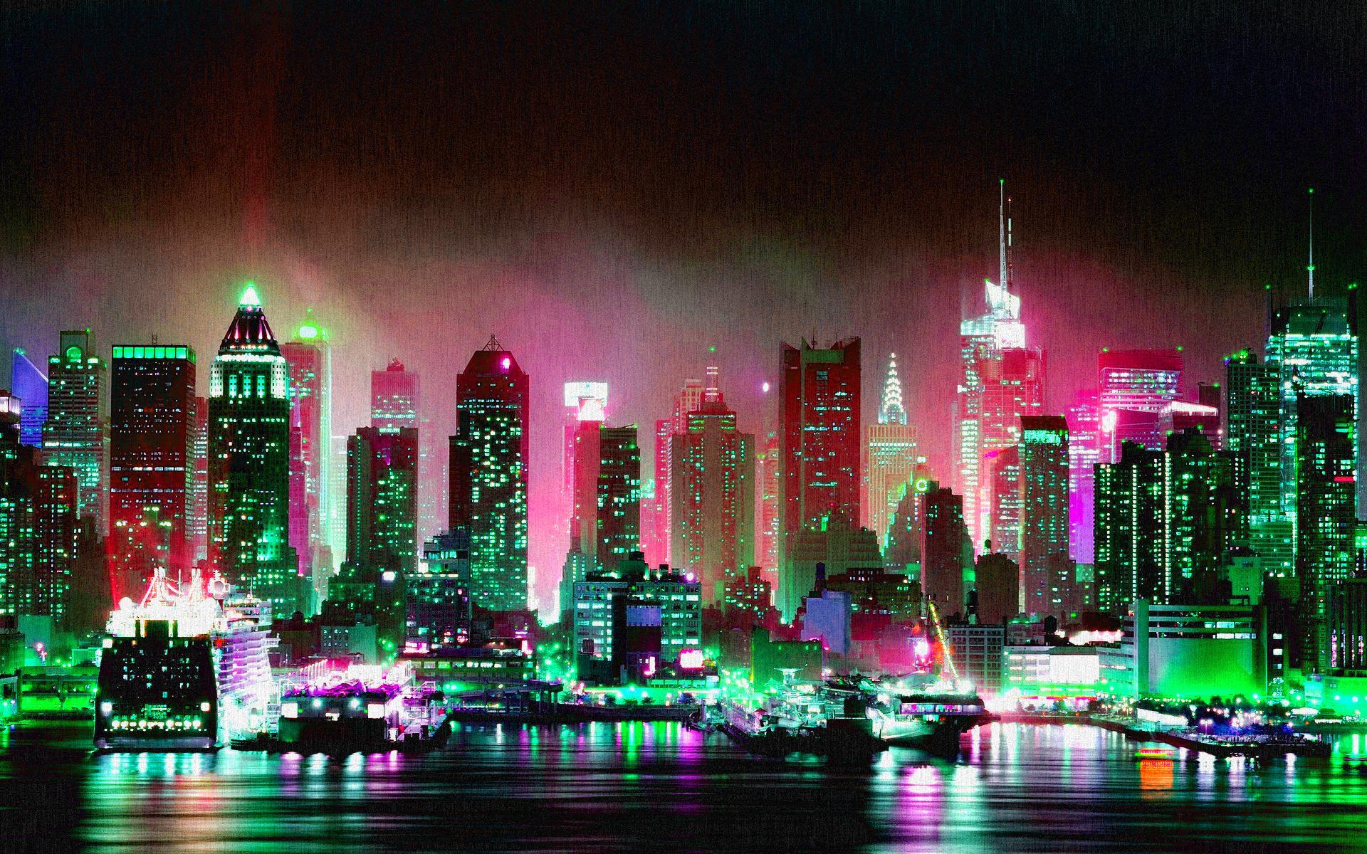 80s Neon City Wallpaper