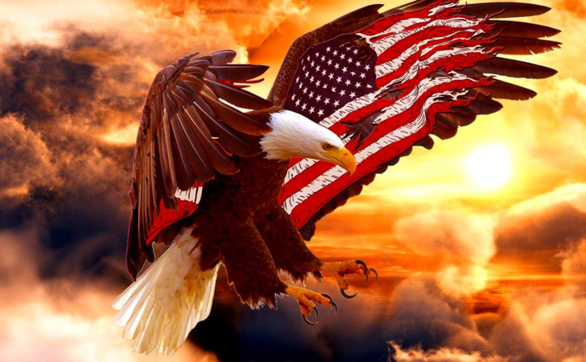 1190x736 American Flag With Eagle Wallpaper
